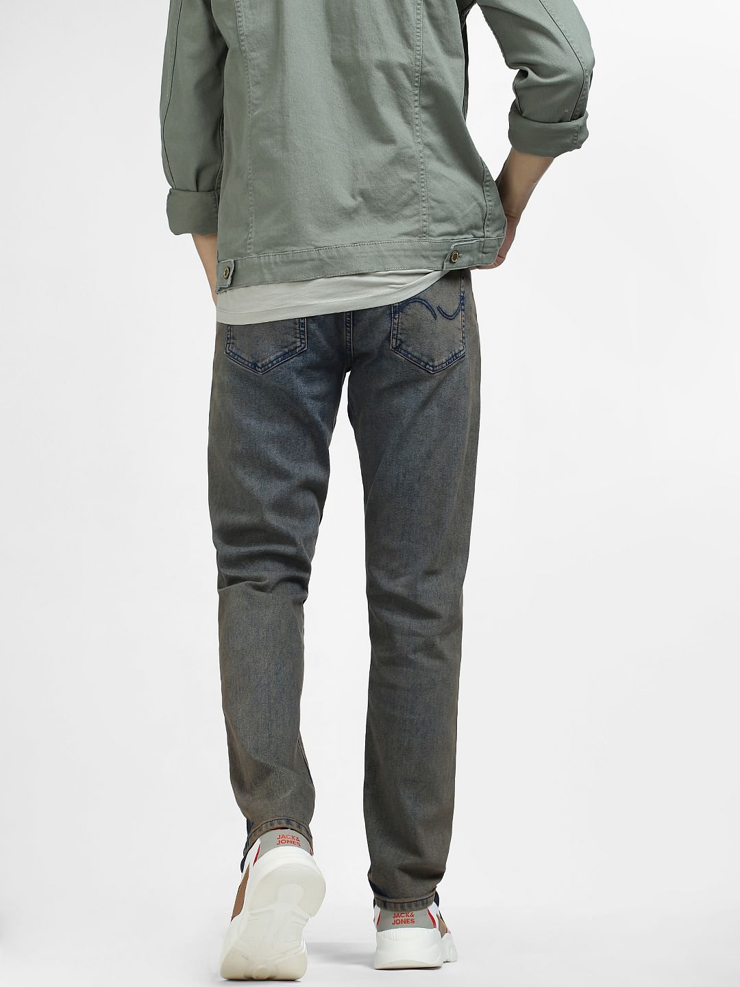 Dark Blue Low Rise Washed Tim Anti Fit Jeans