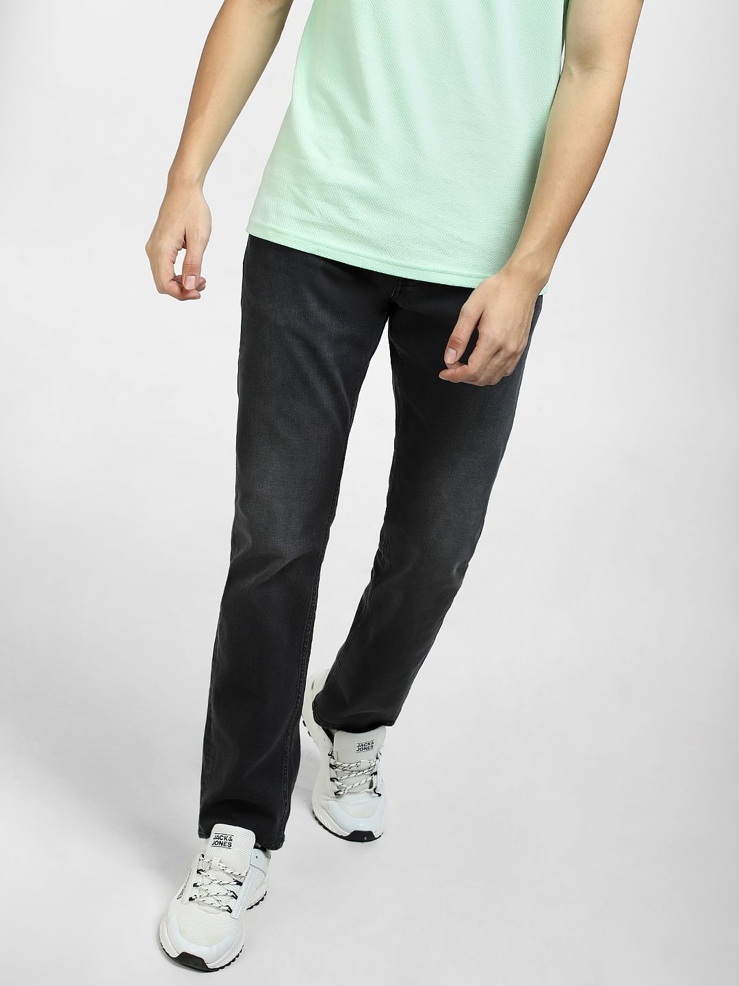 Dark Grey Mid Rise Clark Regular Fit Jeans
