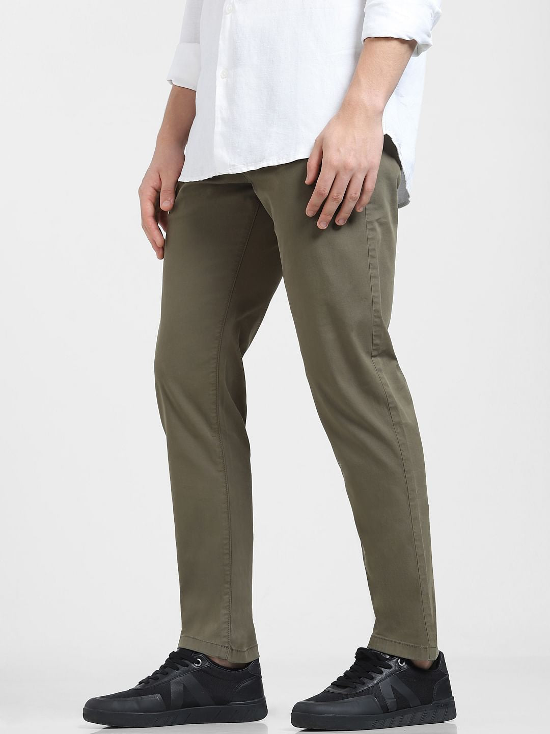 Green Mid Rise Regular Fit Pants