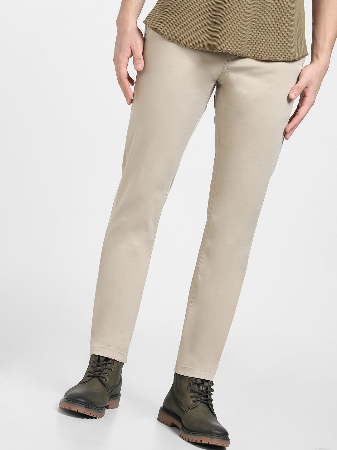Khaki Mid Rise Regular Fit Pants - 38/34