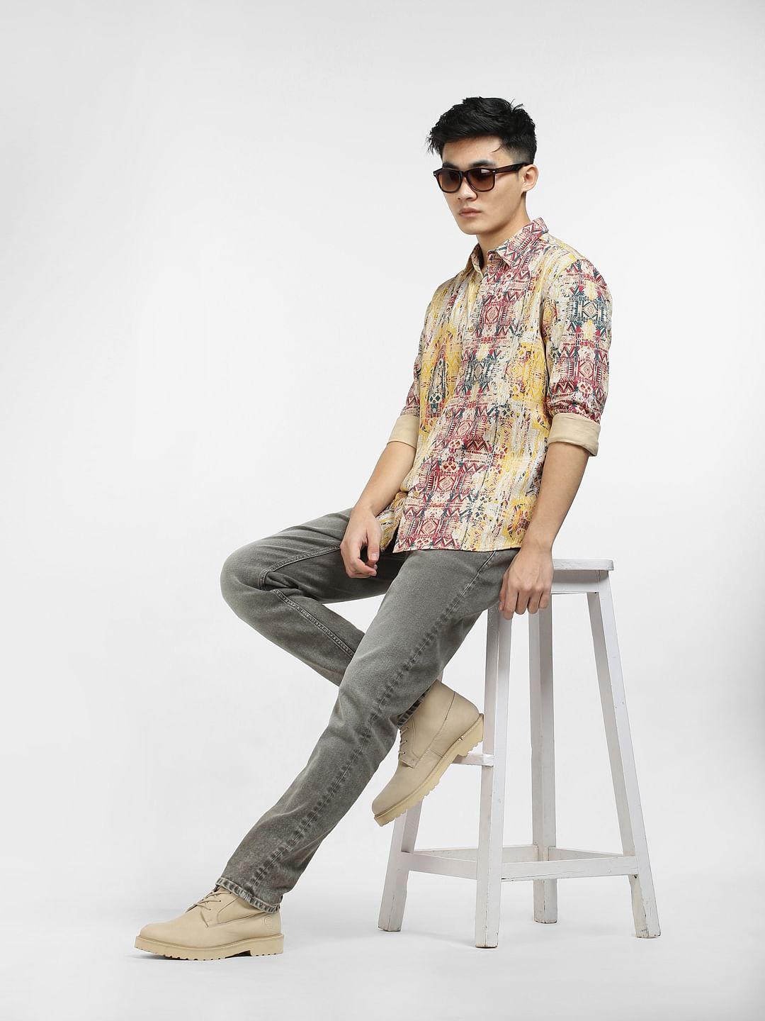 Dark Beige Low Rise Washed Tim Anti Fit Jeans - 28/30