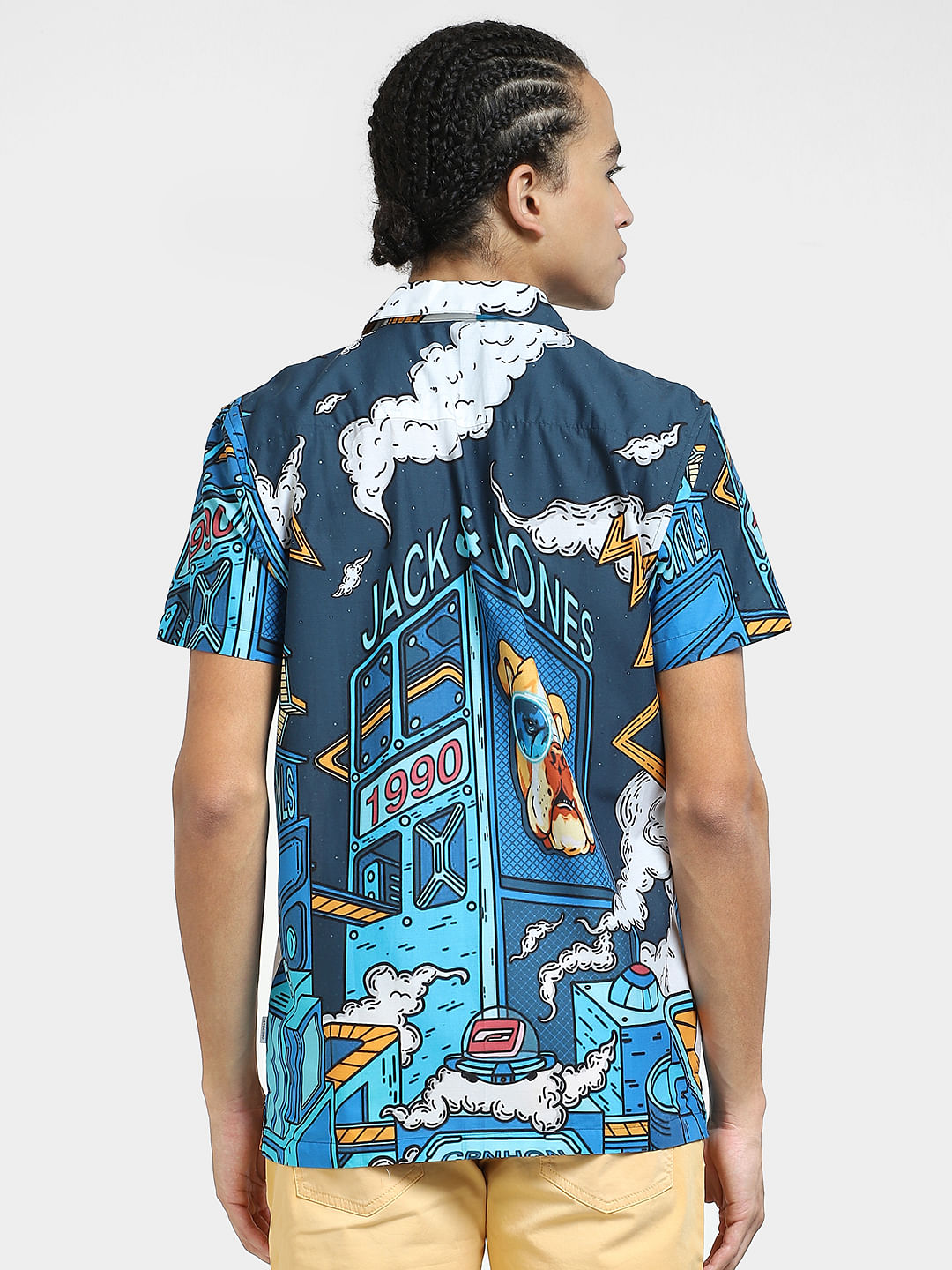 METAVERSE Blue Graphic Print Short Sleeves Shirt