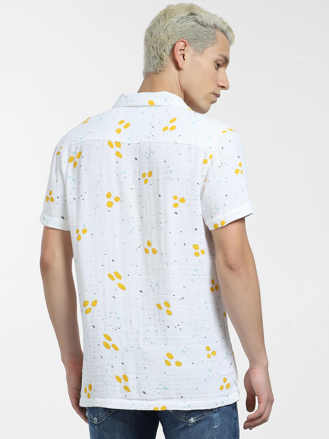 White Printed Short Sleeve Shirt
