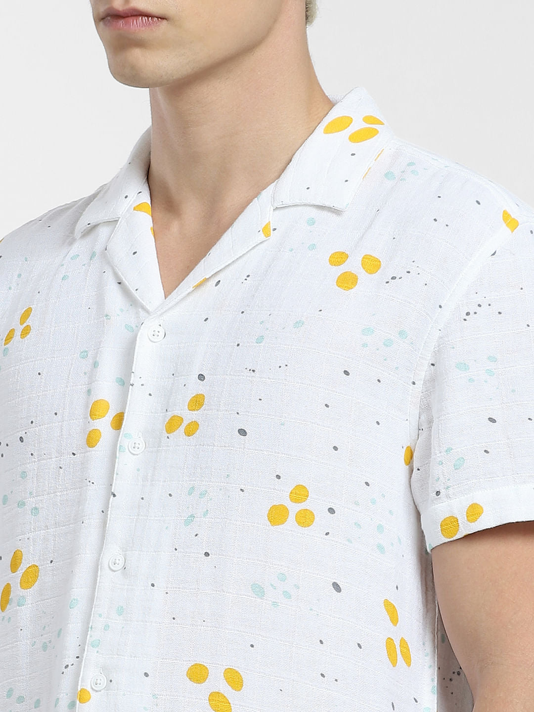 White Printed Short Sleeve Shirt