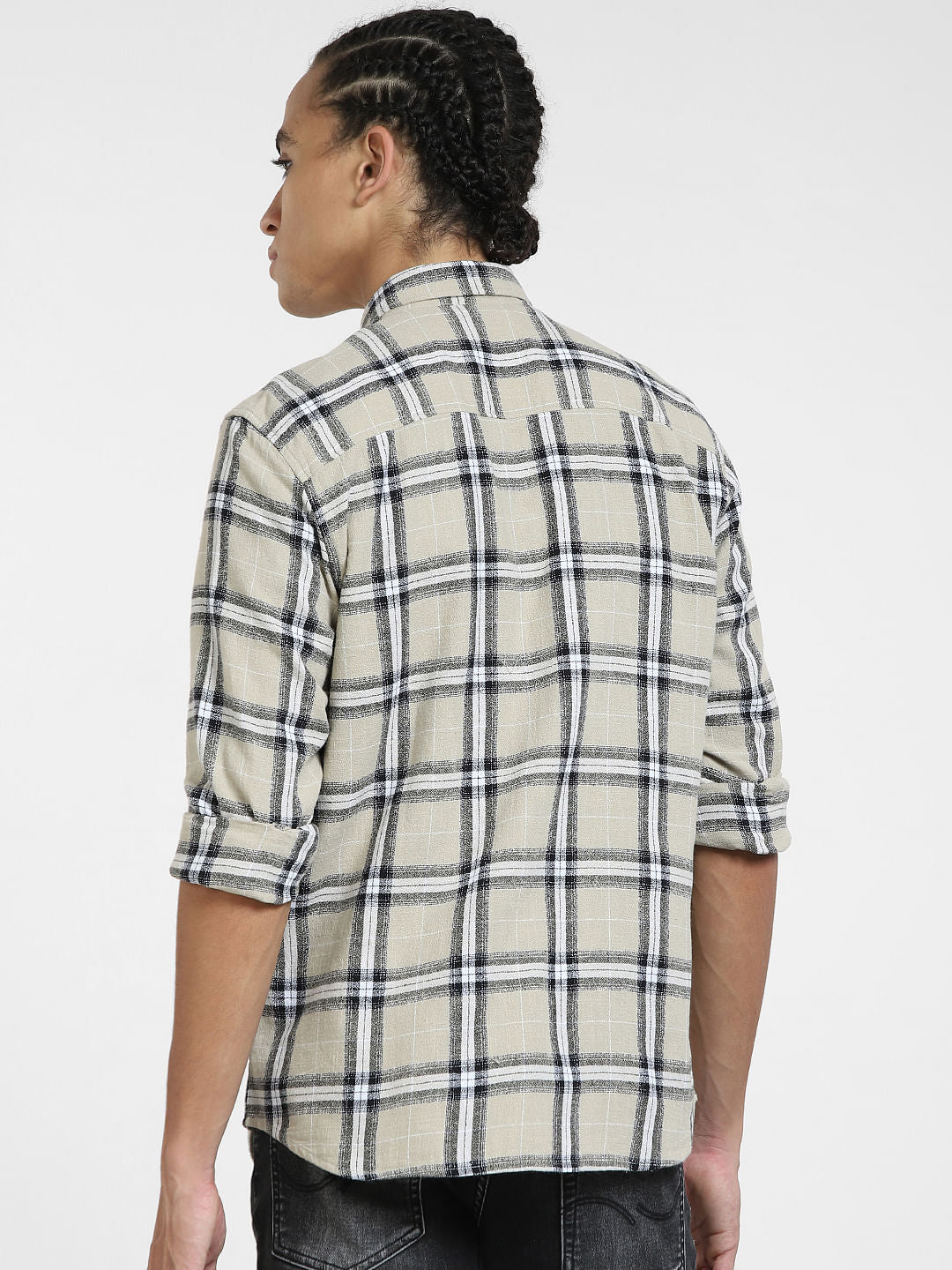 Grey Check Full Sleeves Shirt