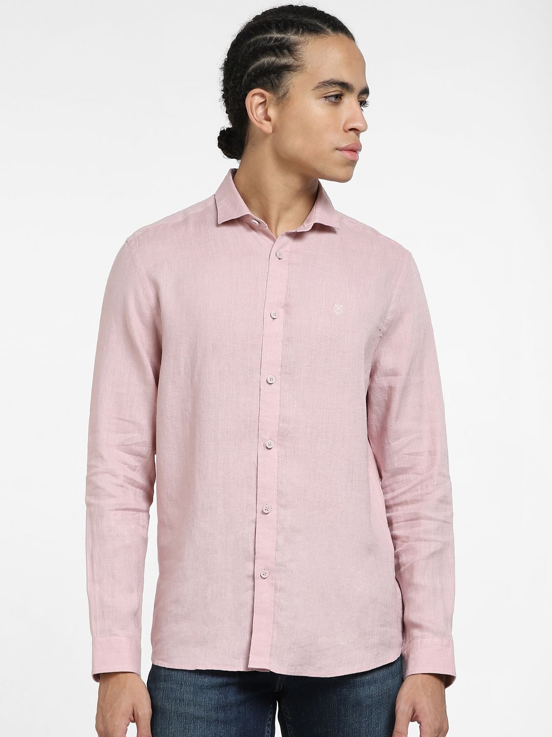Pink Linen Full Sleeves Shirt