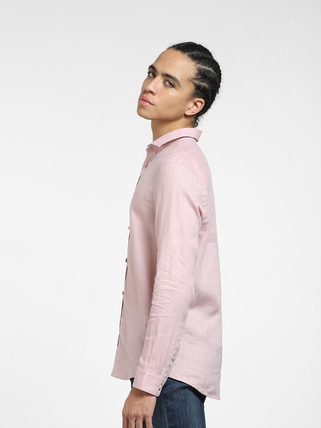 Pink Linen Full Sleeves Shirt