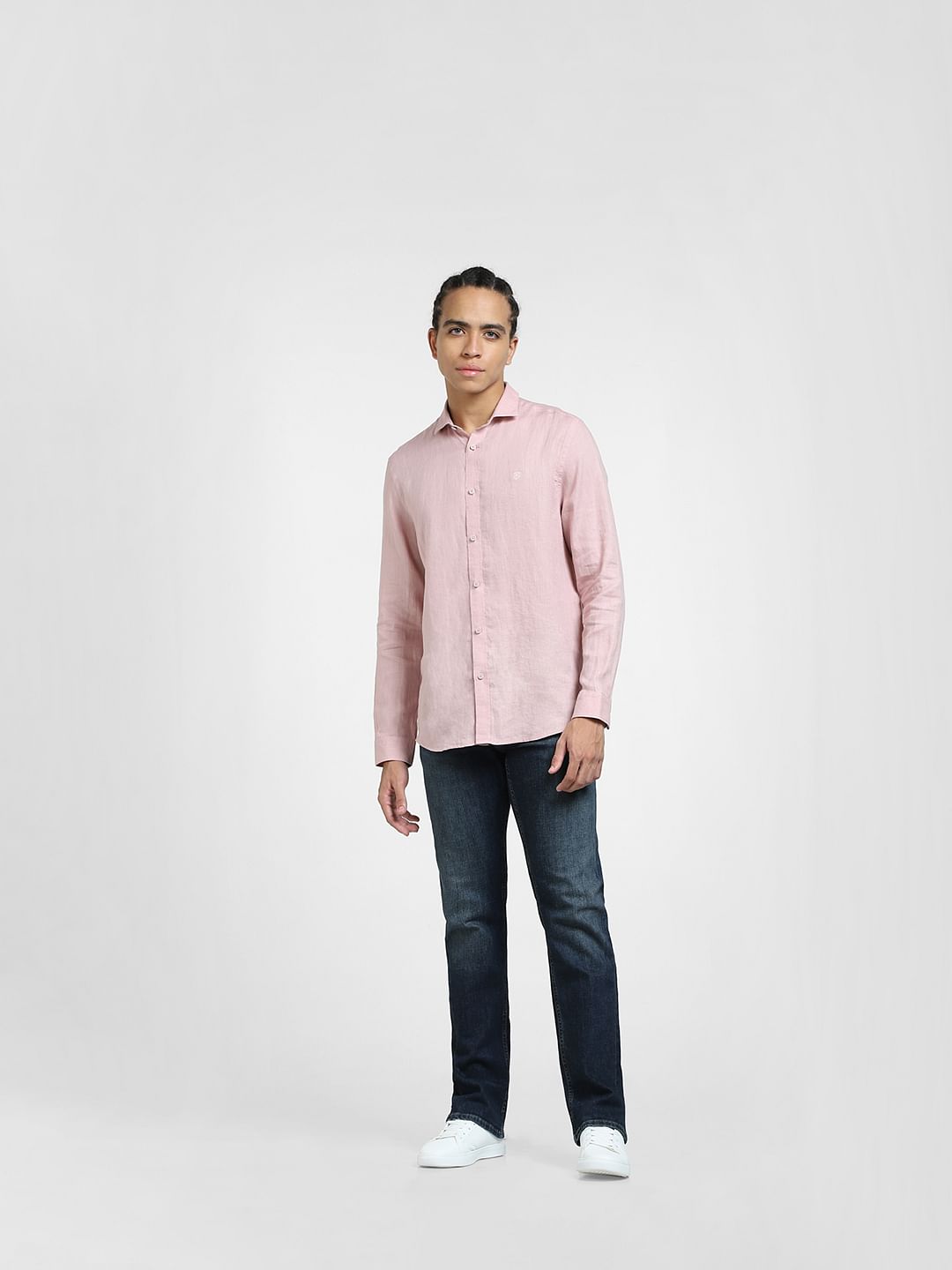 Pink Linen Full Sleeves Shirt