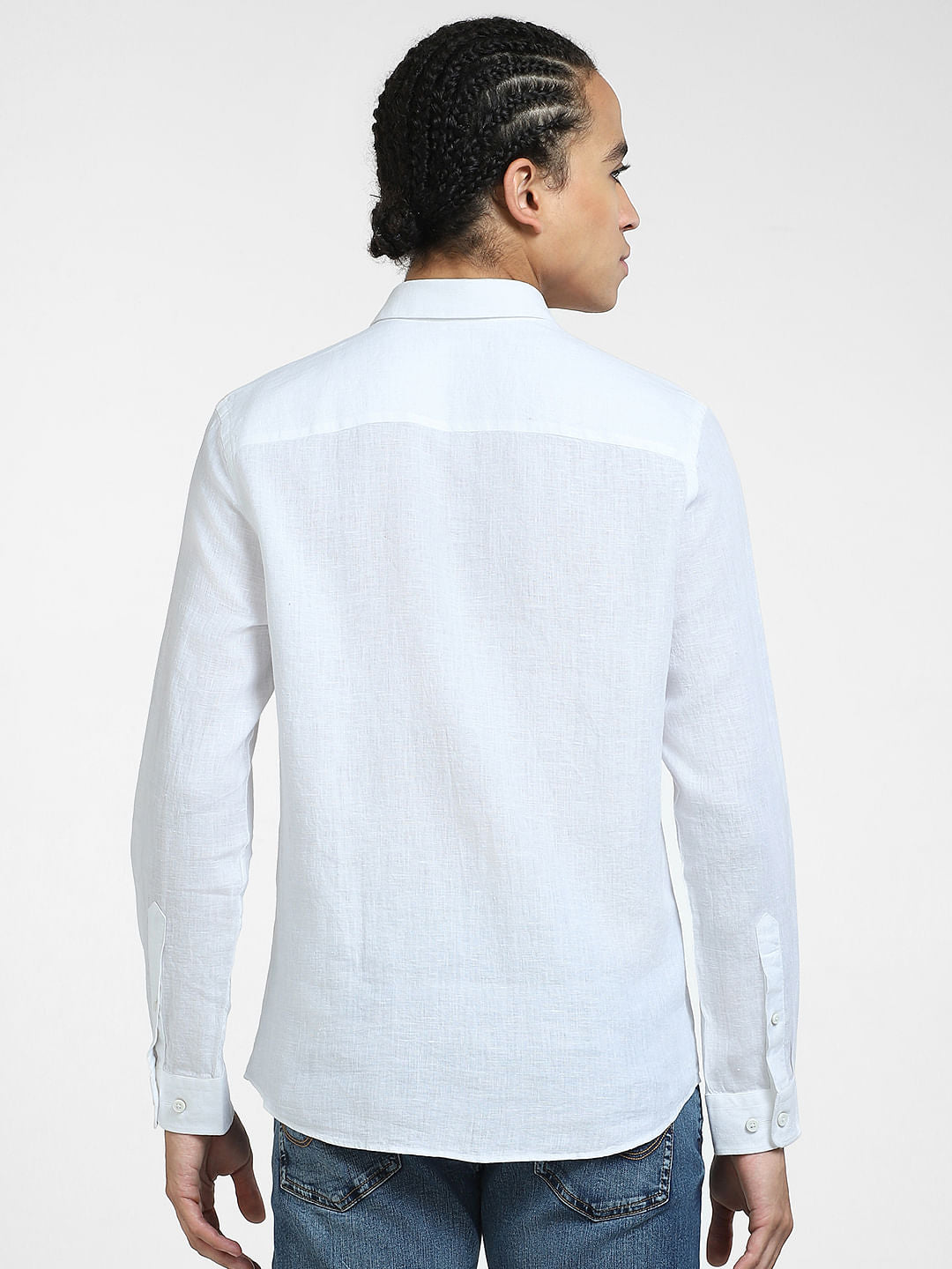 White Linen Full Sleeves Shirt