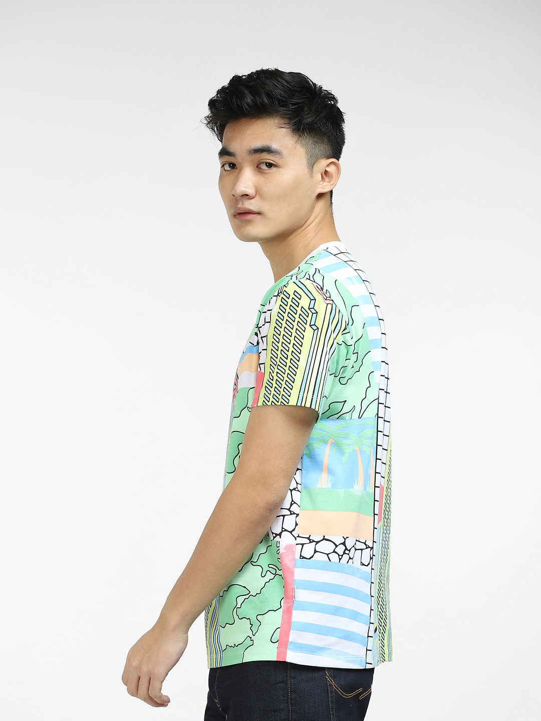 METAVERSE Green Printed Crew Neck T-shirt