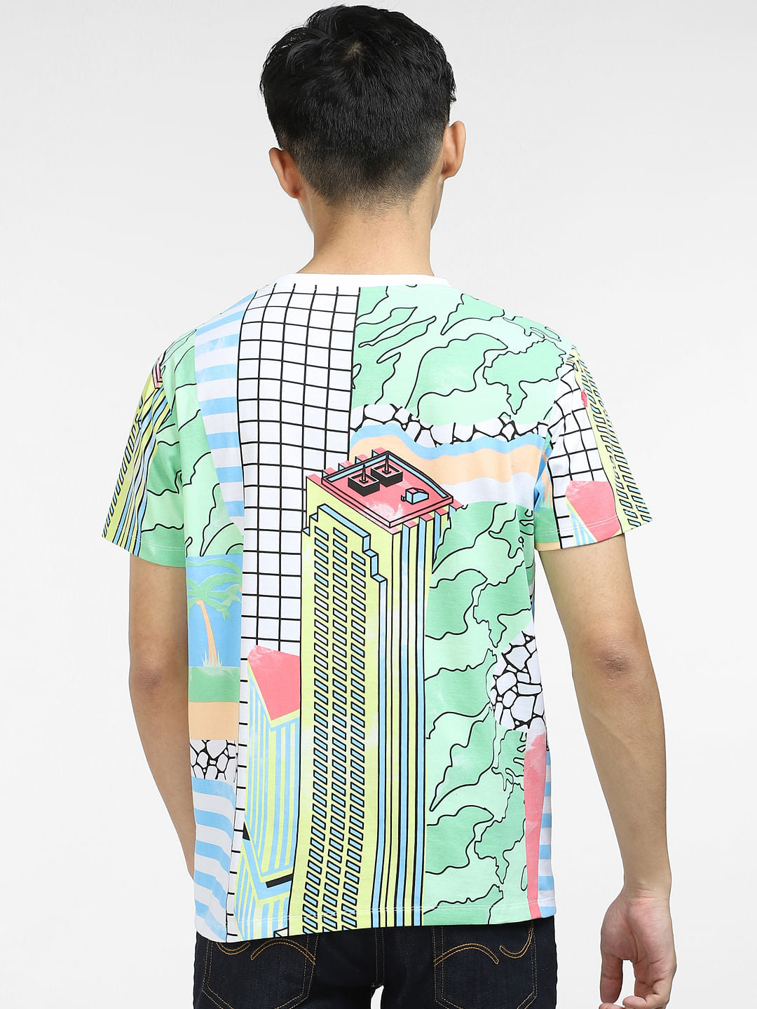 METAVERSE Green Printed Crew Neck T-shirt