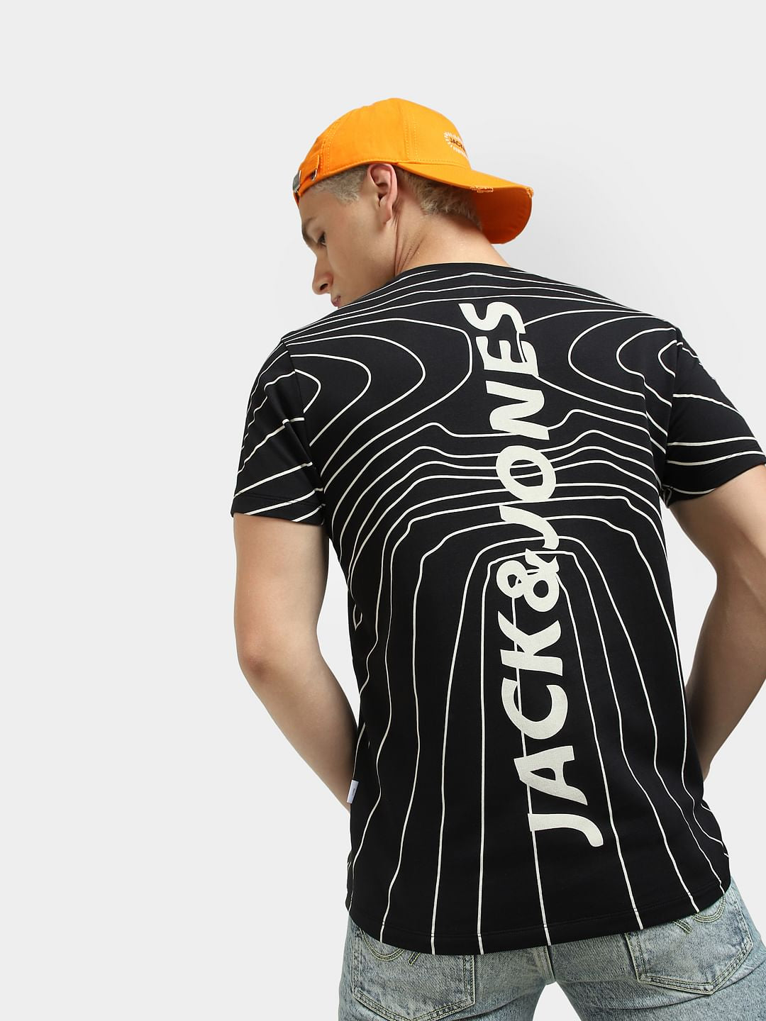 Black Logo Print Crew Neck T-shirt - S