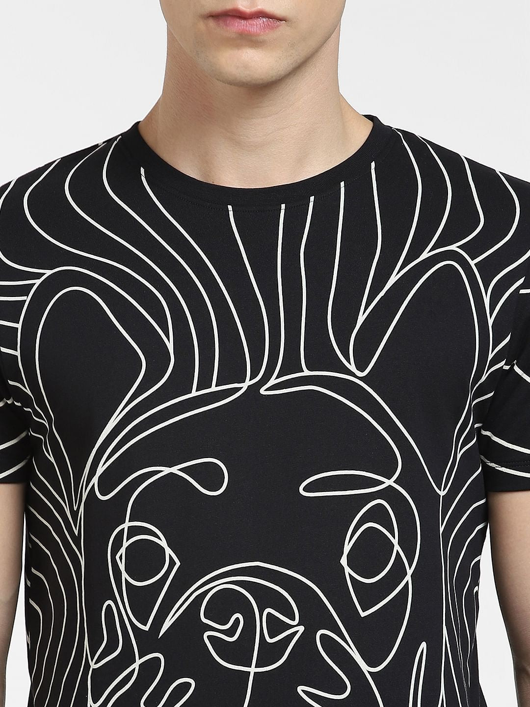 Black Logo Print Crew Neck T-shirt