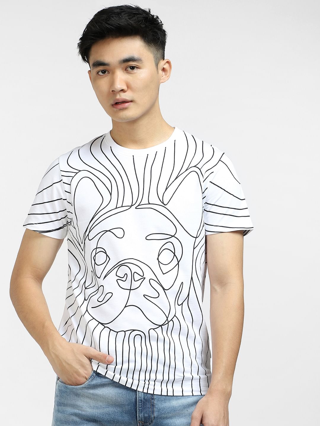 White Logo Print Crew Neck Co-ord T-shirt - S
