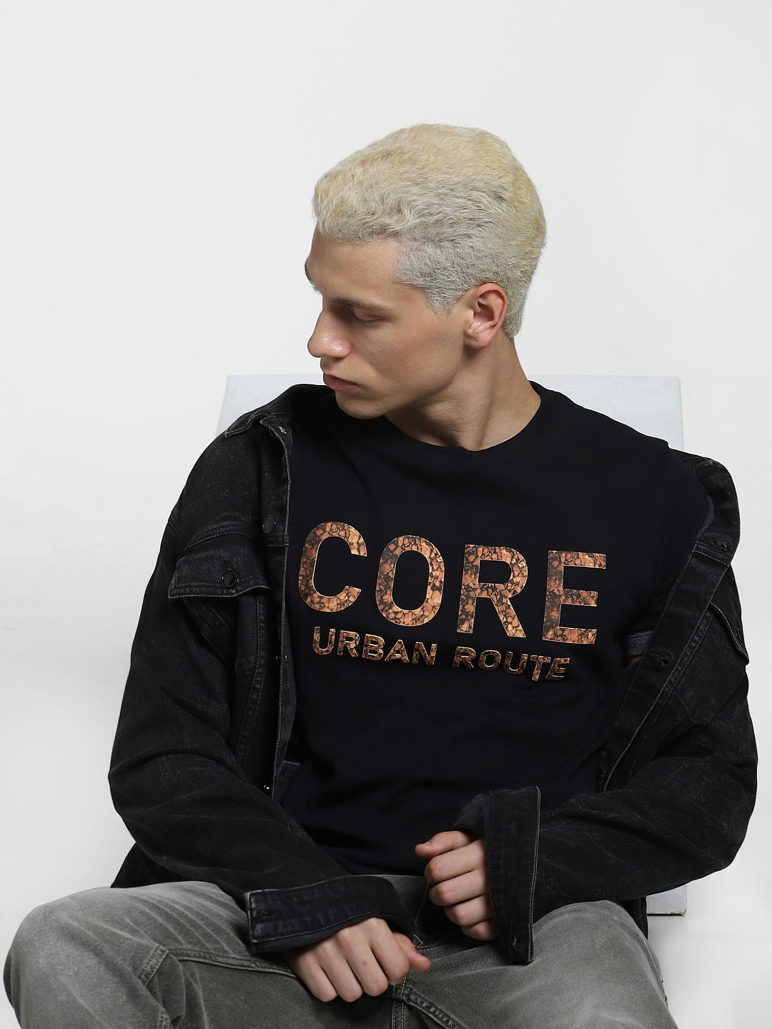 Black Reversible Logo Print Crew Neck T-shirt