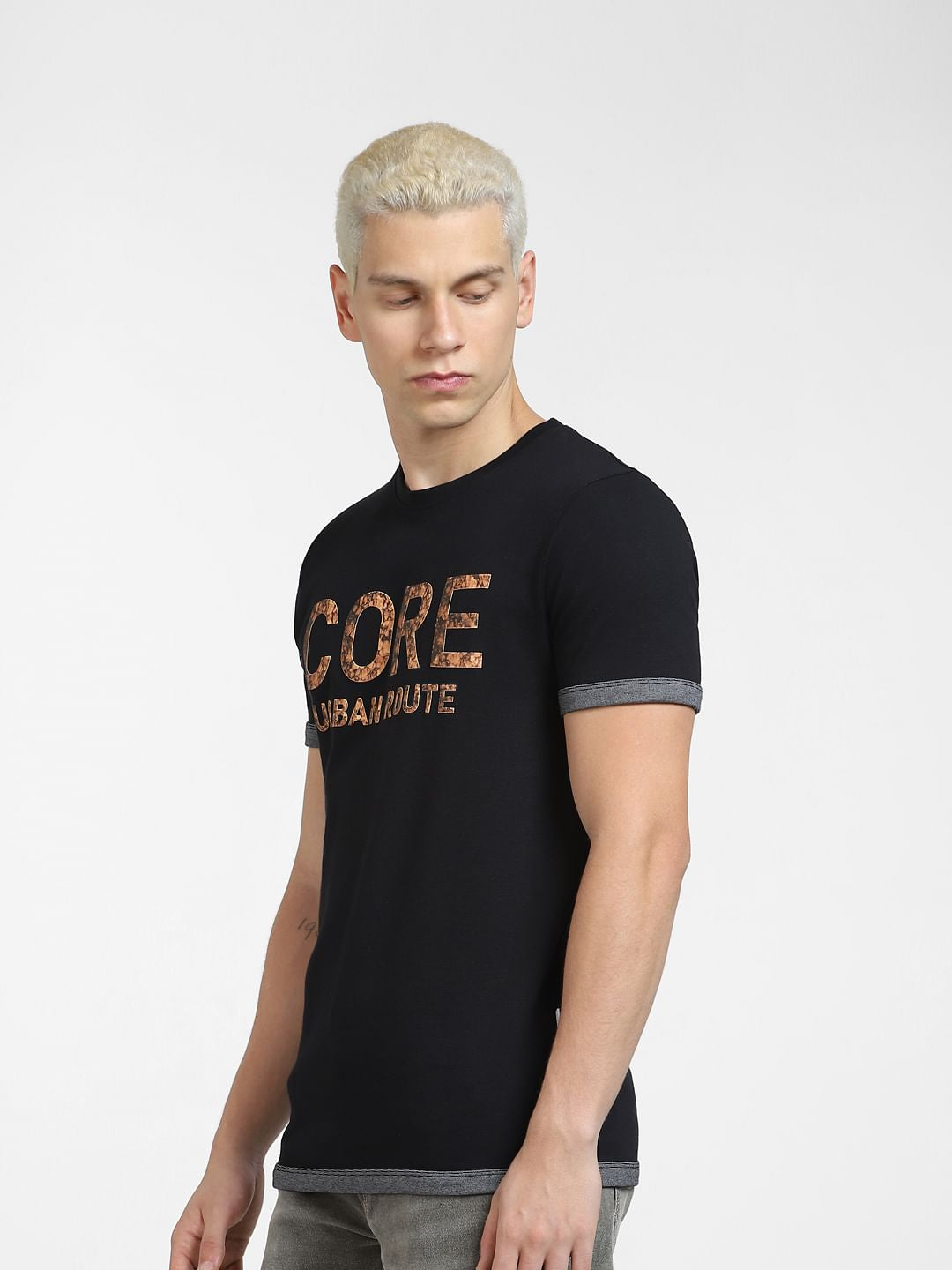 Black Reversible Logo Print Crew Neck T-shirt