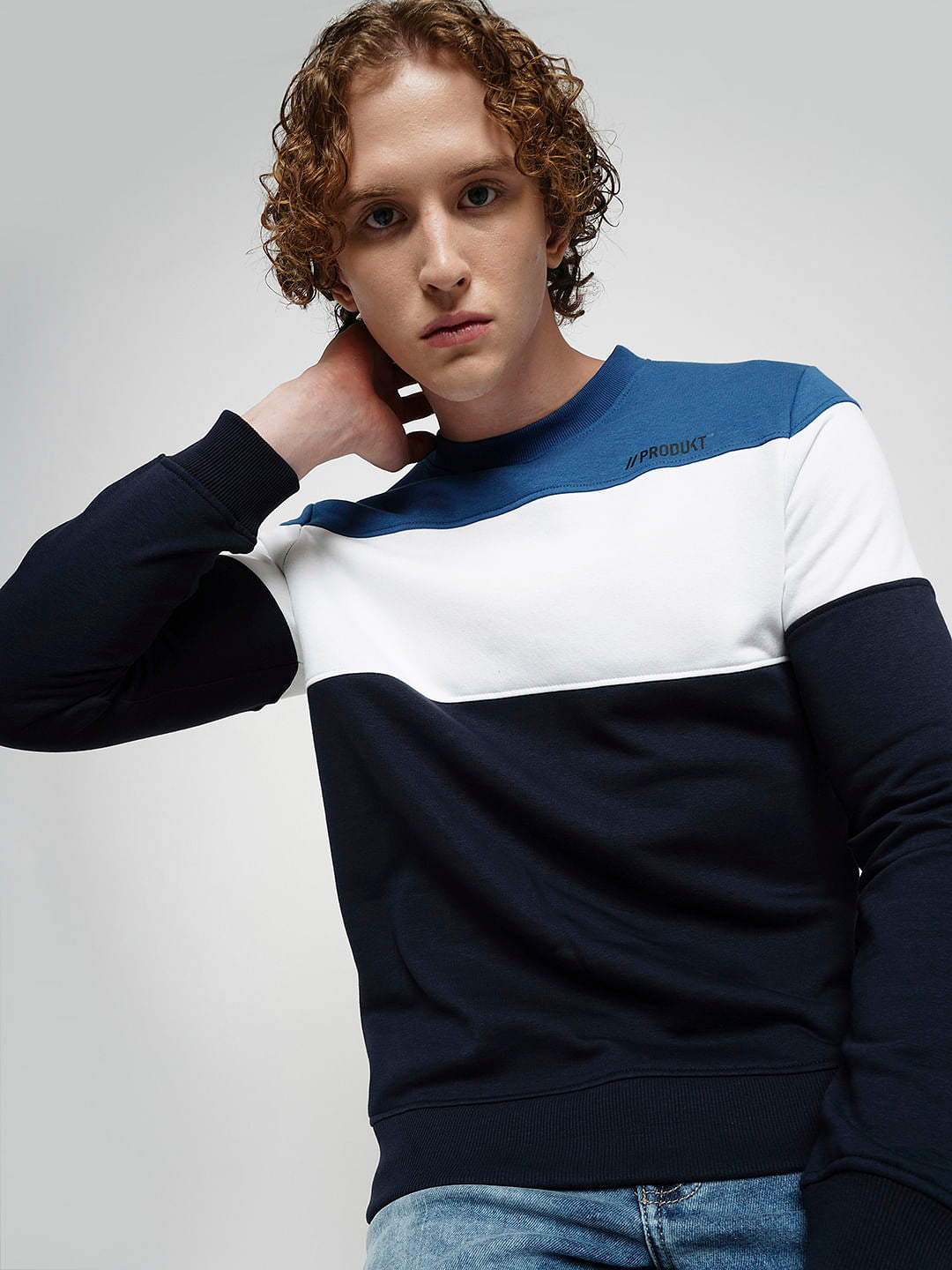 PRODUKT by JACK&JONES Blue Colourblocked Sweatshirt - S