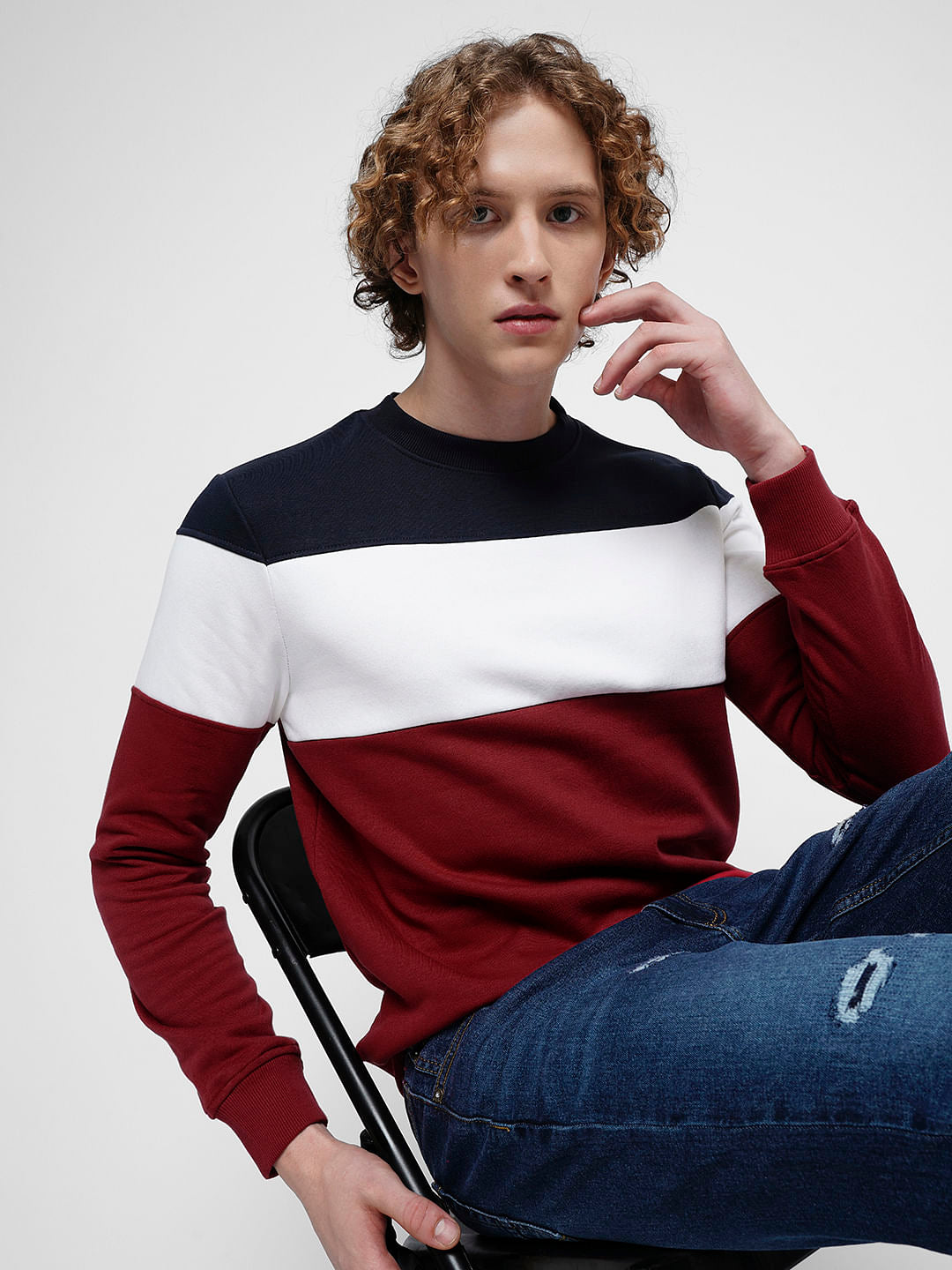 PRODUKT by JACK&JONES Red Colourblocked Sweatshirt - S