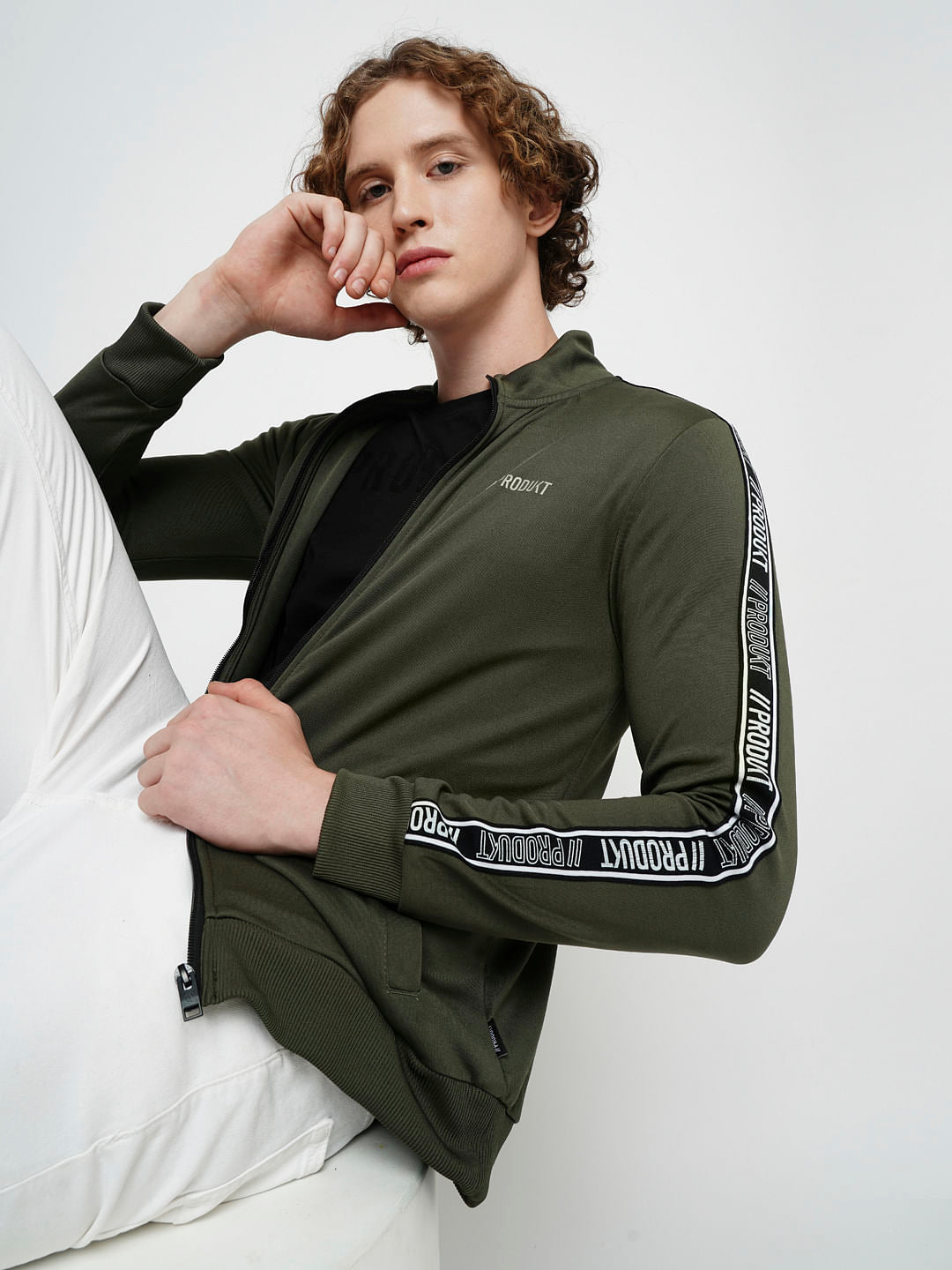 PRODUKT by JACK&JONES Green High Neck Zip-Up Sweatshirt