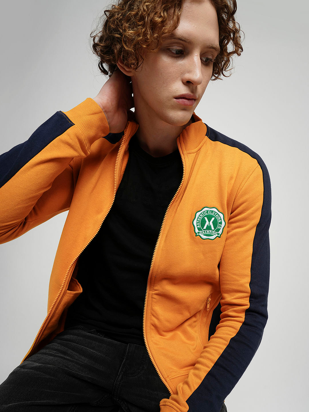 PRODUKT by JACK&JONES Yellow Colourblocked Zip-Up Sweatshirt - S