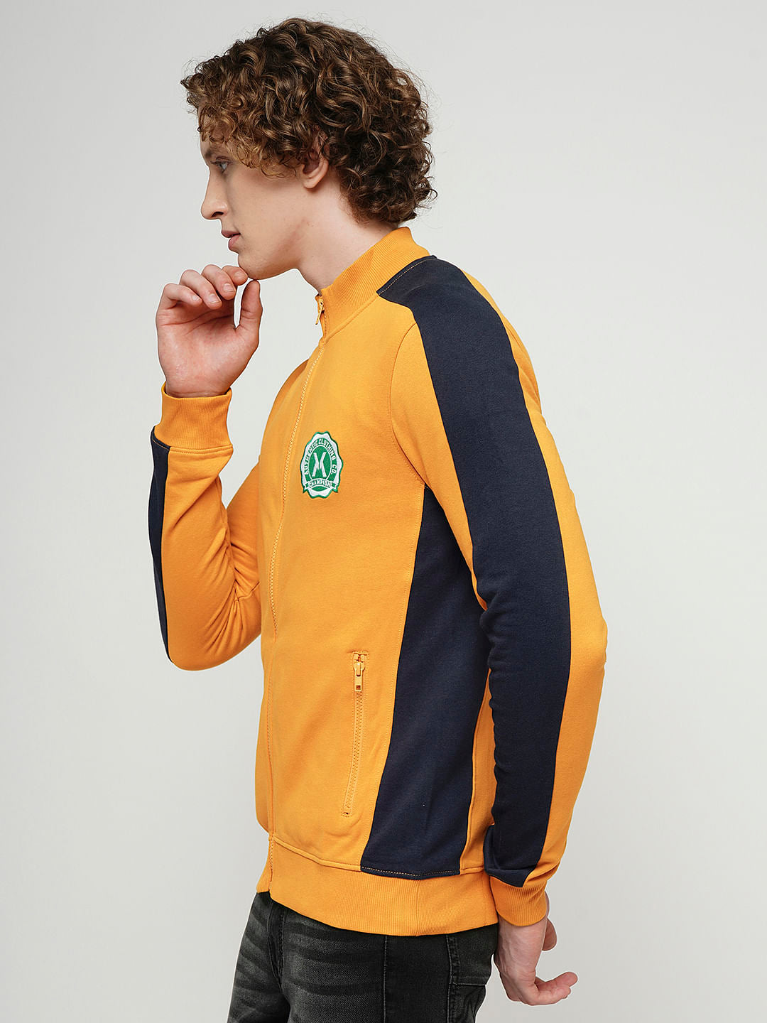 PRODUKT by JACK&JONES Yellow Colourblocked Zip-Up Sweatshirt