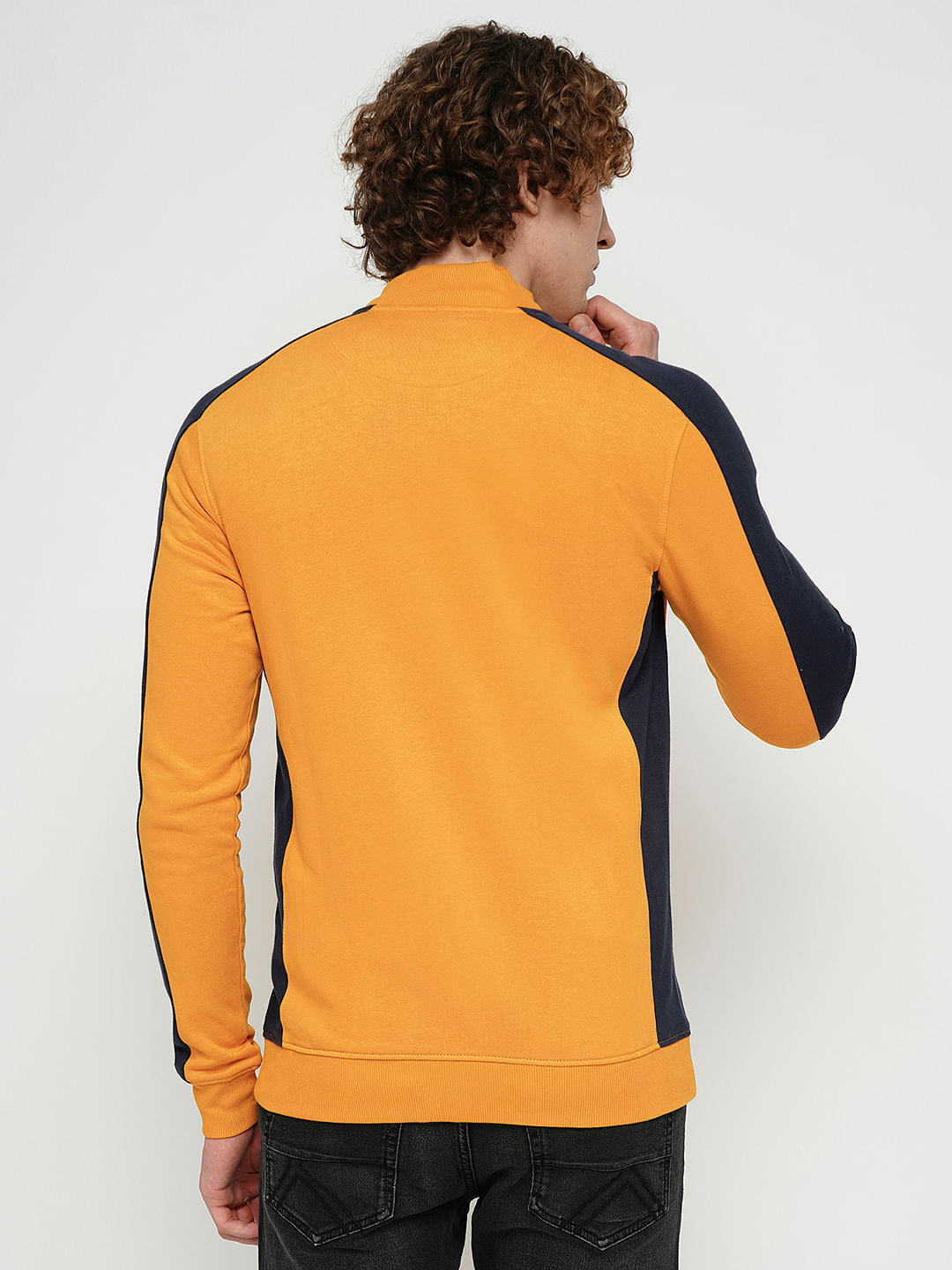 PRODUKT by JACK&JONES Yellow Colourblocked Zip-Up Sweatshirt