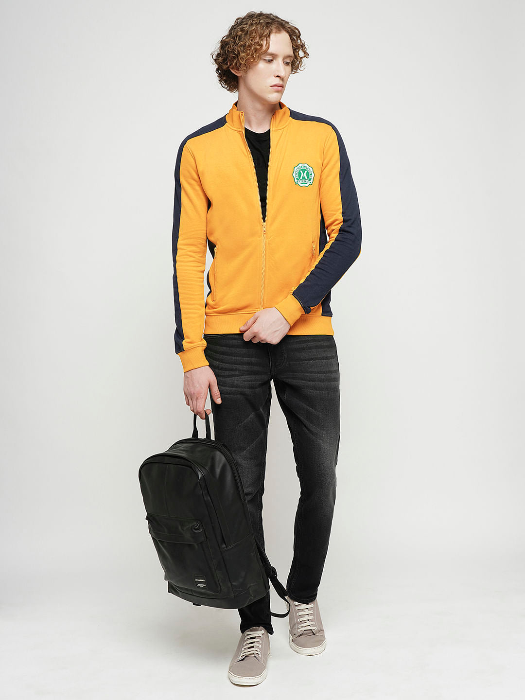 PRODUKT by JACK&JONES Yellow Colourblocked Zip-Up Sweatshirt