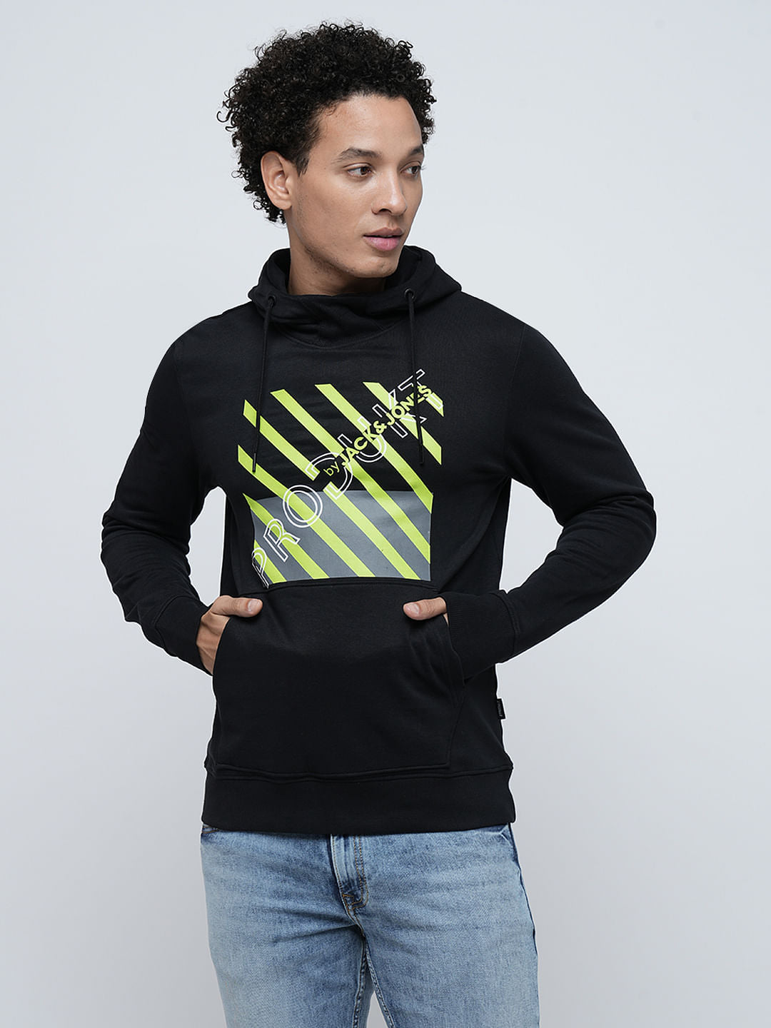 PRODUKT by JACK&JONES Black Printed Hooded Sweatshirt