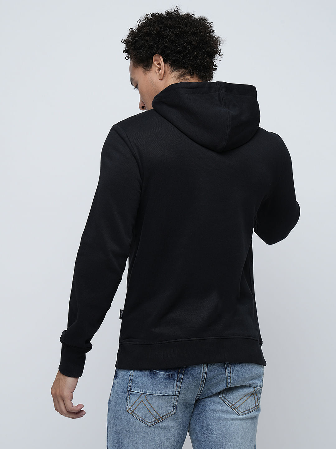 PRODUKT by JACK&JONES Black Printed Hooded Sweatshirt