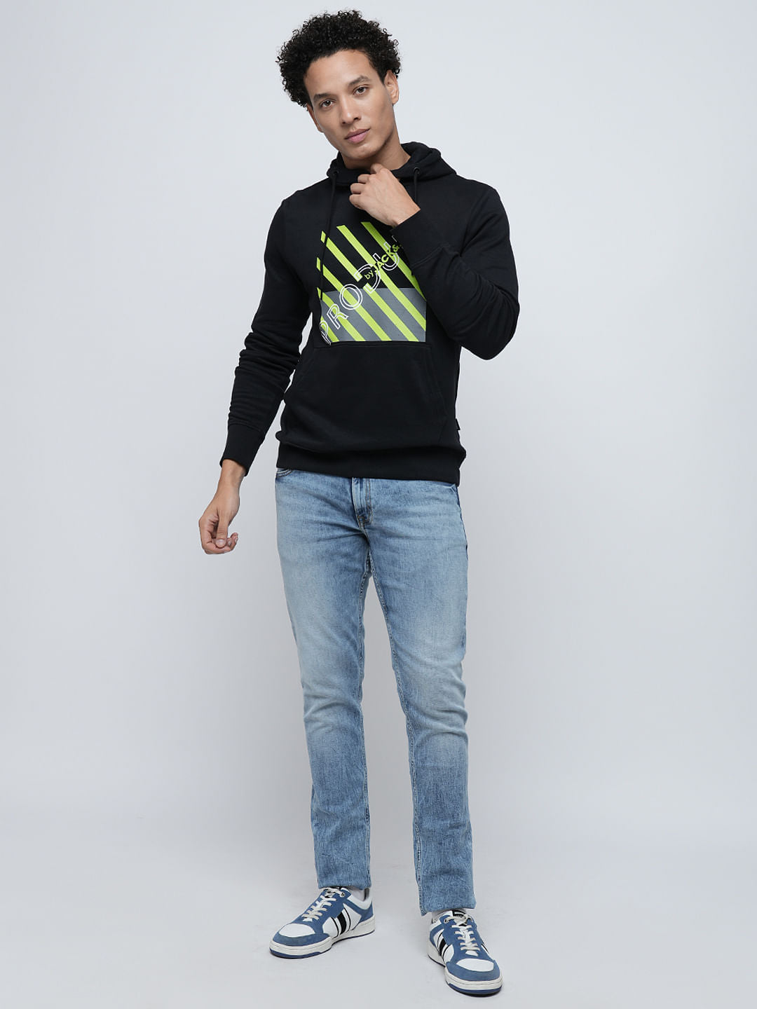 PRODUKT by JACK&JONES Black Printed Hooded Sweatshirt