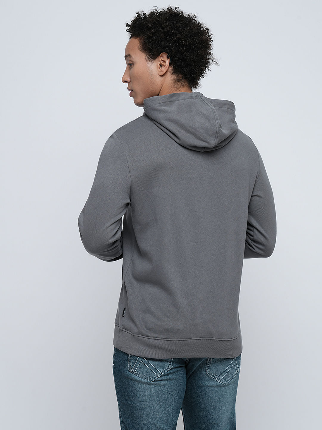 PRODUKT by JACK&JONES Grey Printed Hooded Sweatshirt