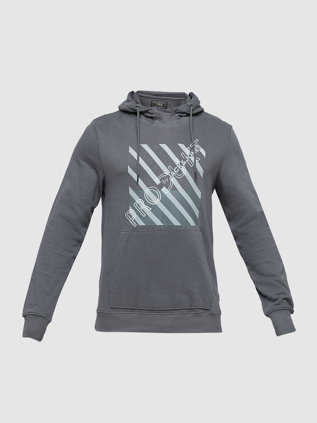 PRODUKT by JACK&JONES Grey Printed Hooded Sweatshirt