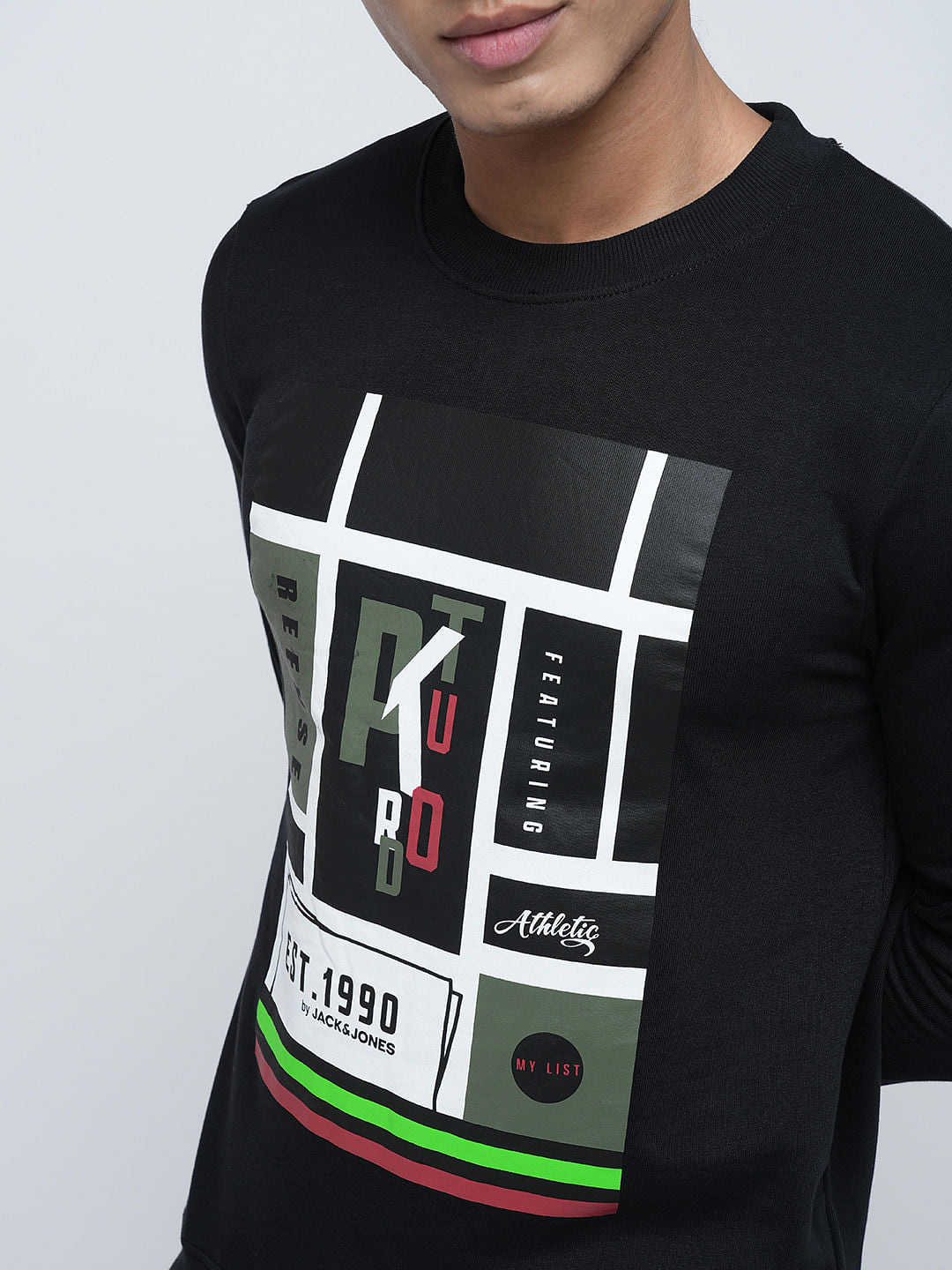 PRODUKT by JACK&JONES Black Printed Cotton Sweatshirt