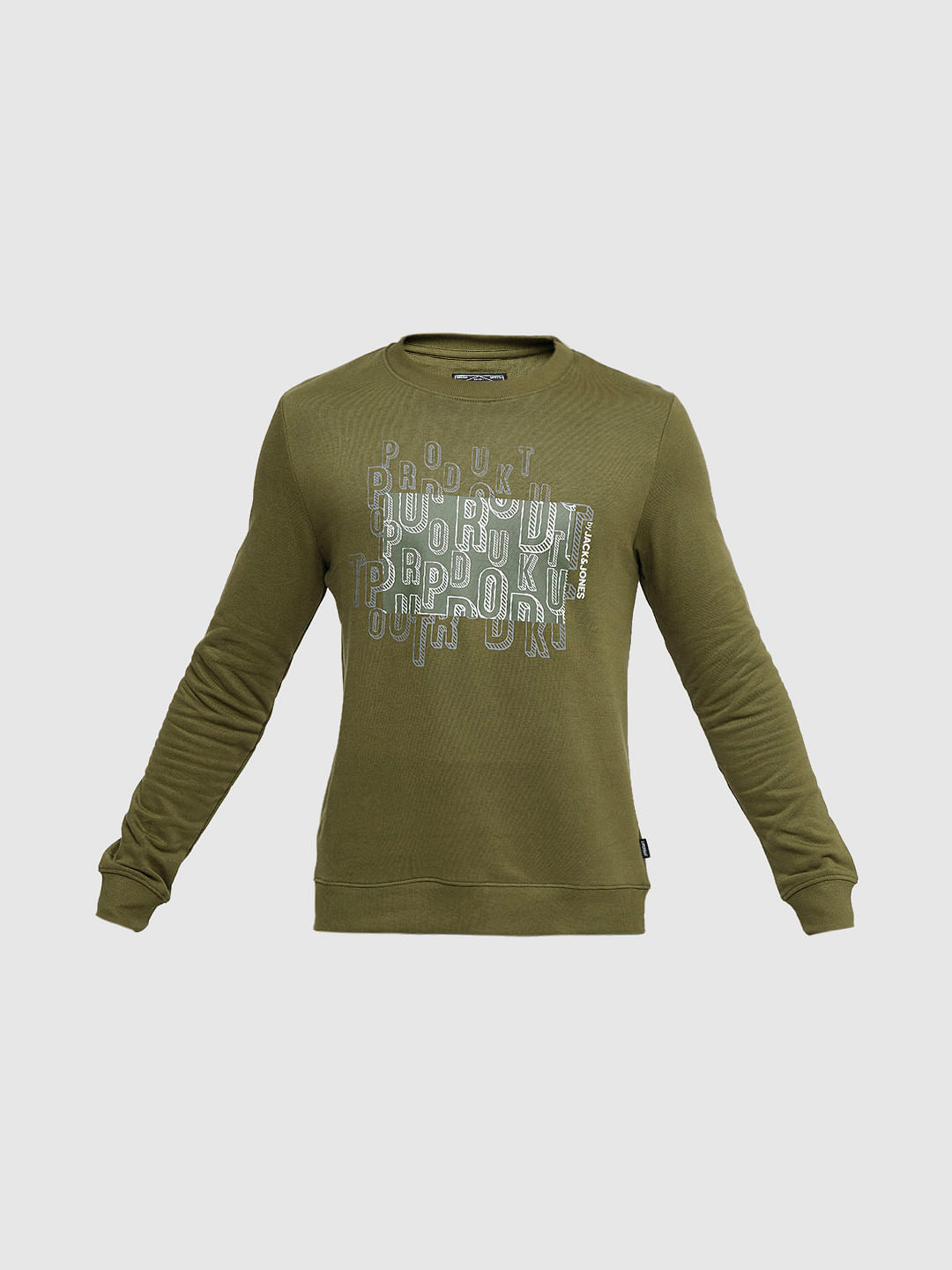 PRODUKT by JACK&JONES Green Printed Cotton Sweatshirt