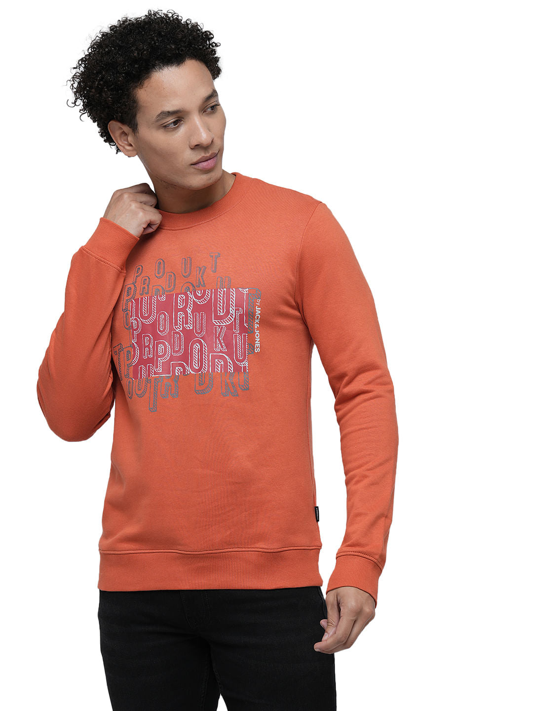 PRODUKT by JACK&JONES Red Printed Cotton Sweatshirt