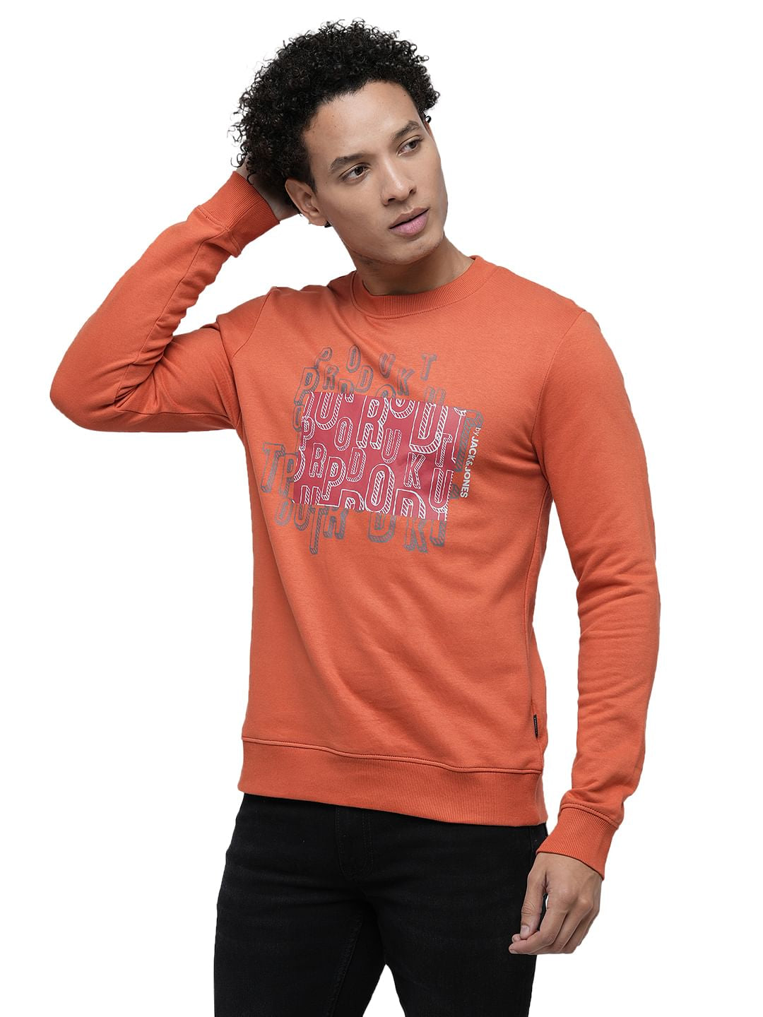 PRODUKT by JACK&JONES Red Printed Cotton Sweatshirt