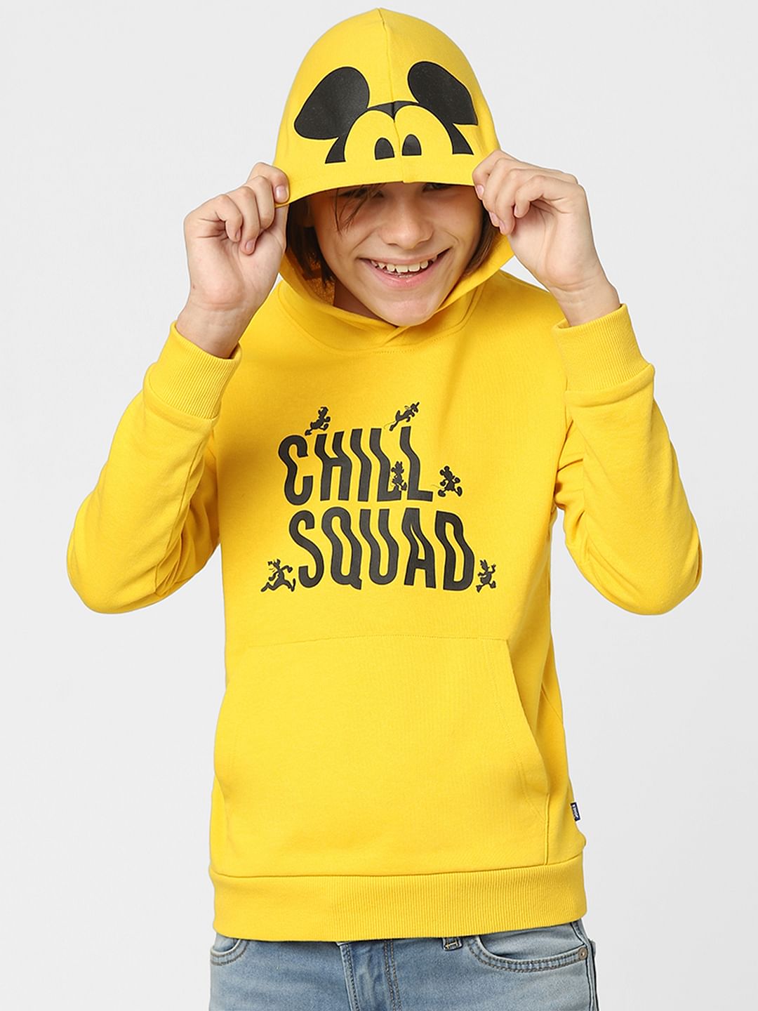Boys Yellow Text Print Sweatshirt - 4/5Y