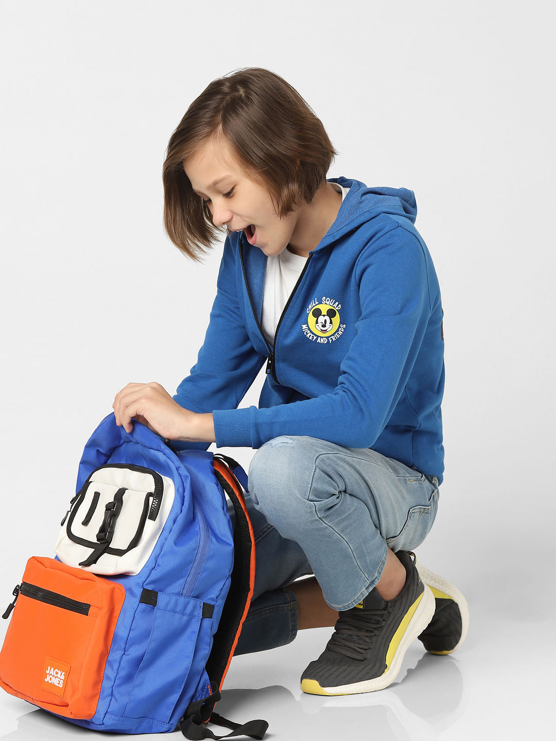 Boys Blue Mickey Print Zip-Up Sweatshirt