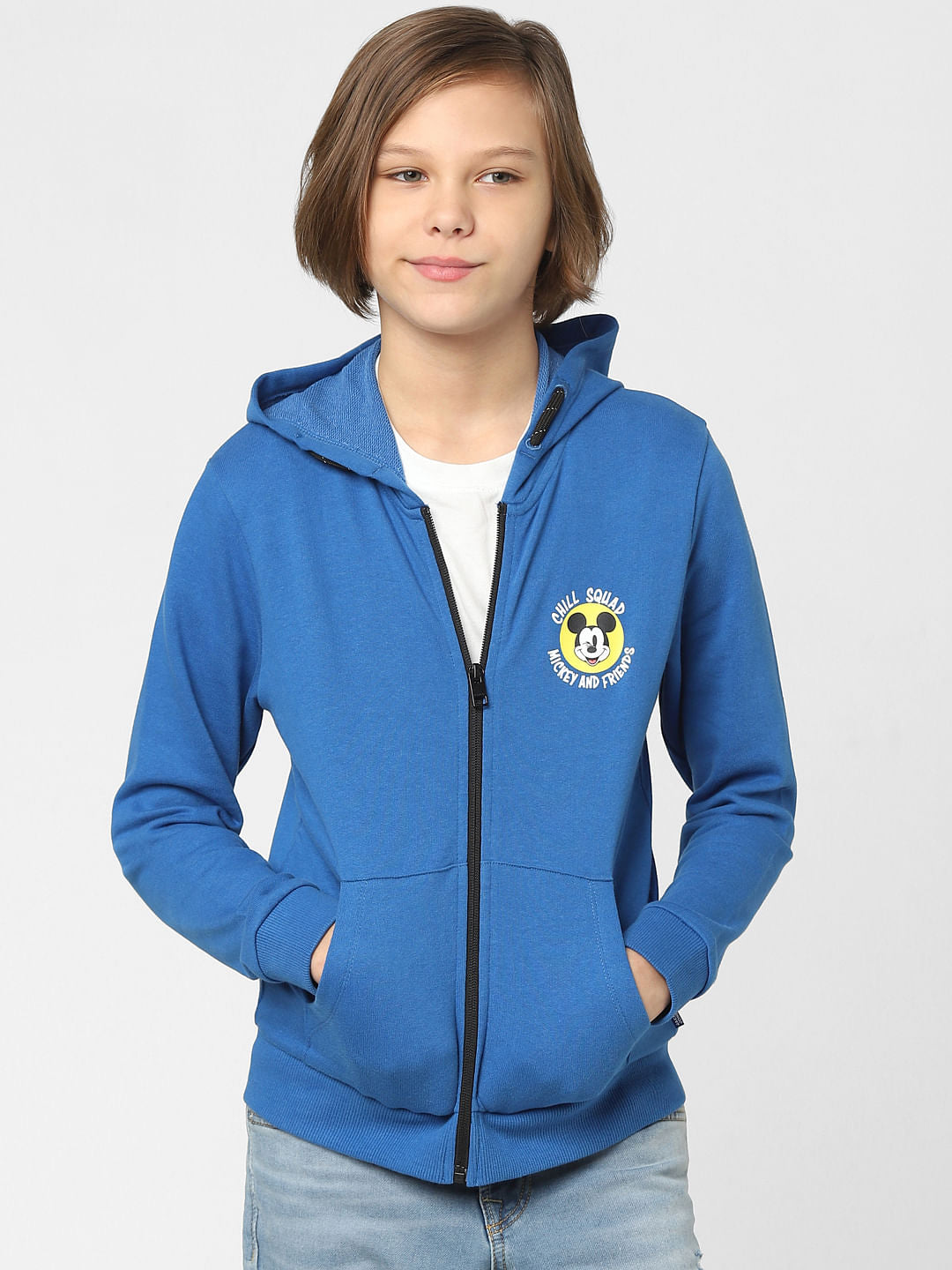 Boys Blue Mickey Print Zip-Up Sweatshirt