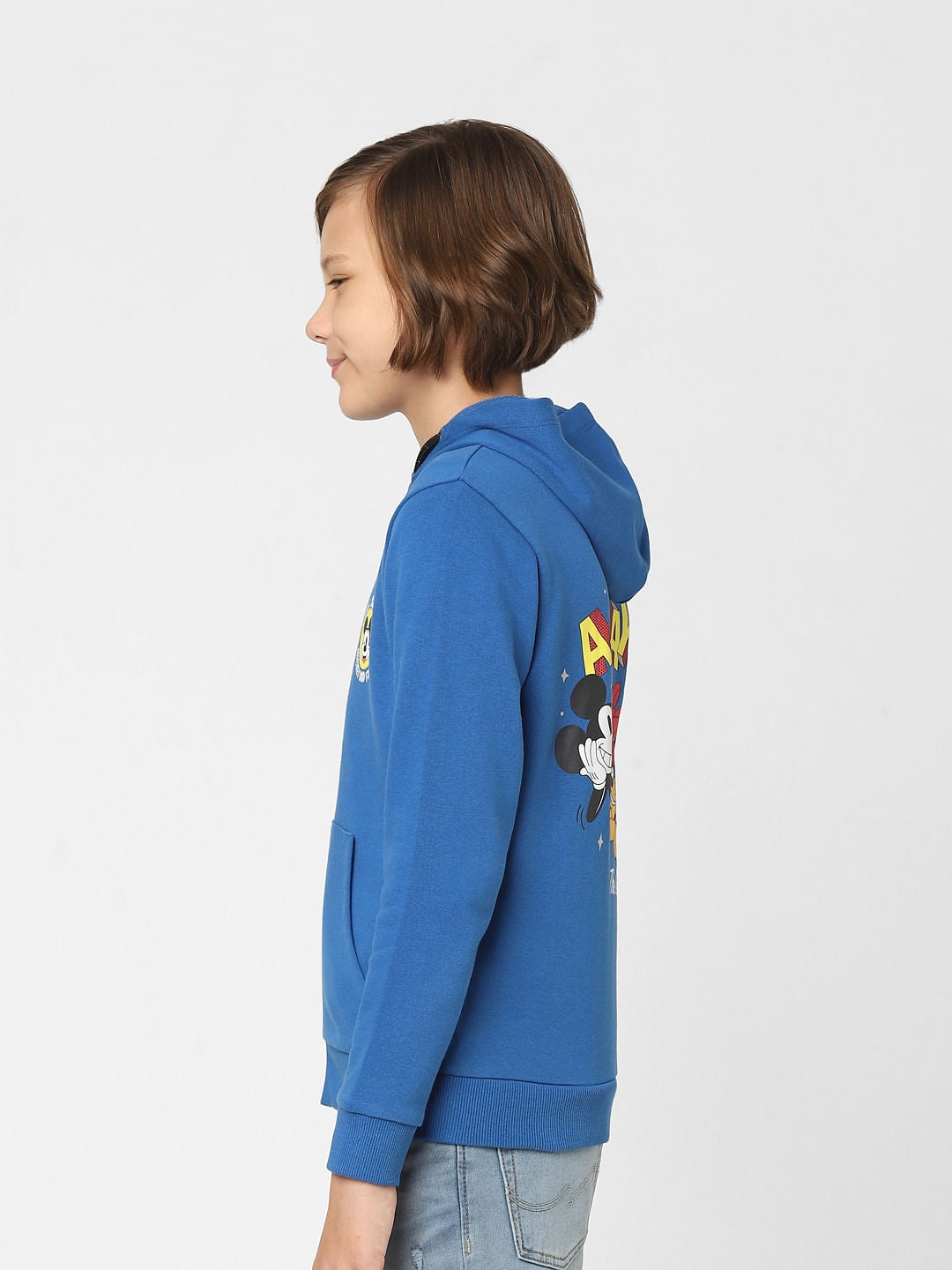 Boys Blue Mickey Print Zip-Up Sweatshirt