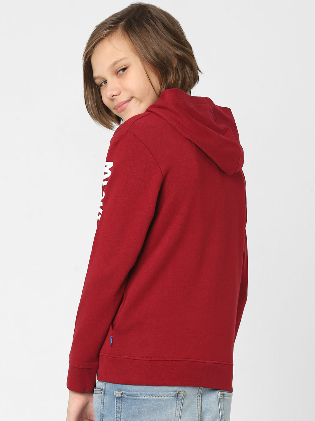 Boys Red Mickey Print Zip-Up Sweatshirt
