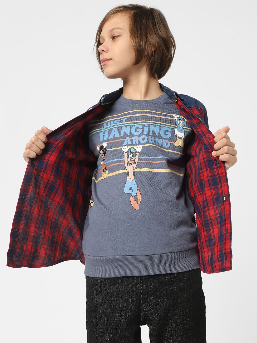 Boys Blue Mickey Graphic Print Sweatshirt