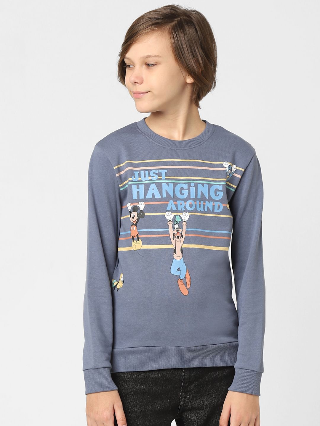 Boys Blue Mickey Graphic Print Sweatshirt