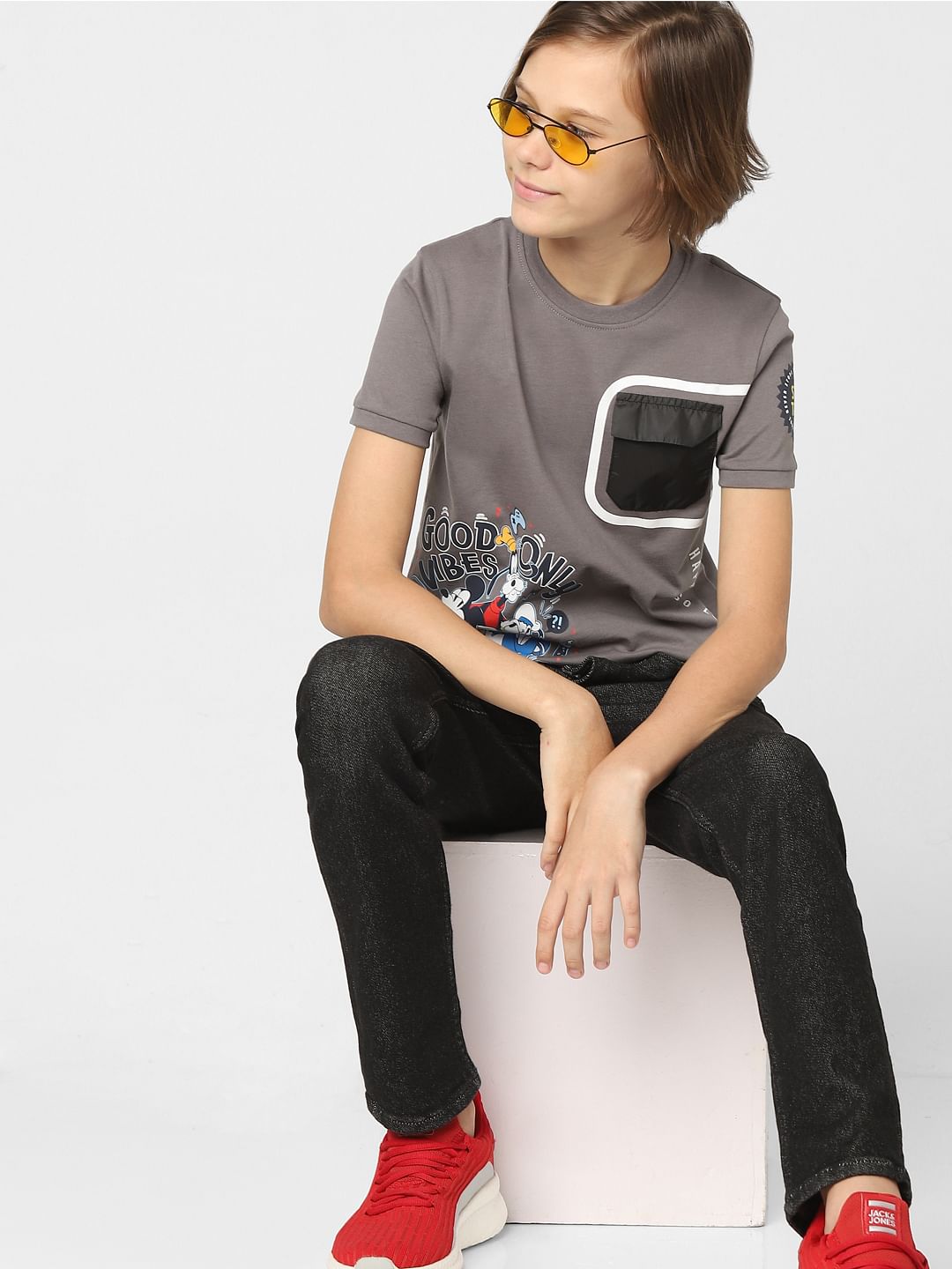 Boys x Mickey Grey Printed T-shirt - 4/5Y