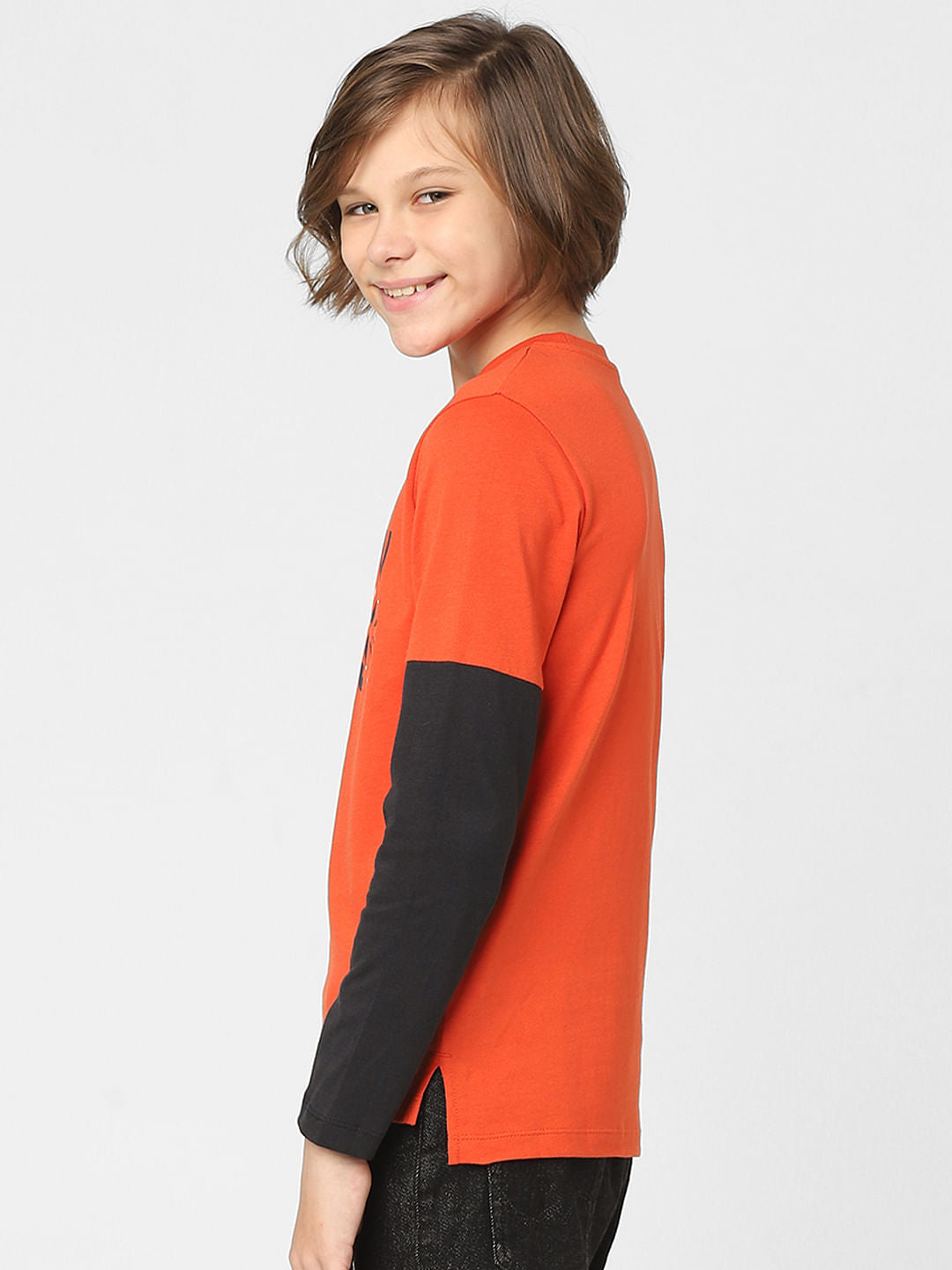 Boys Red Mickey Text Print T-shirt