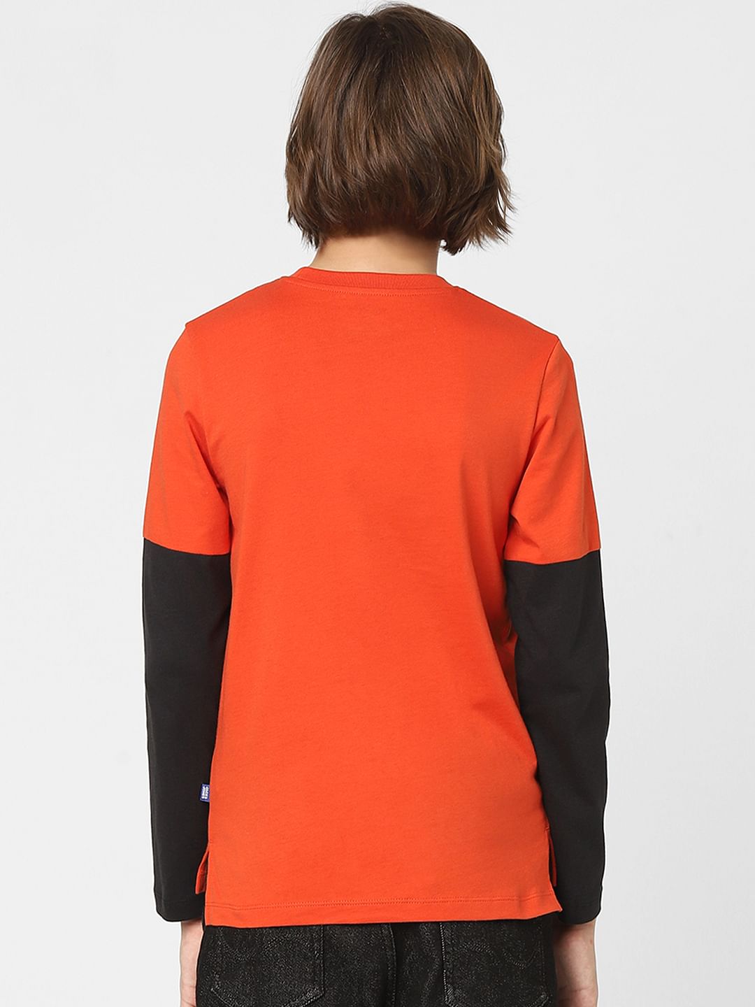 Boys Red Mickey Text Print T-shirt