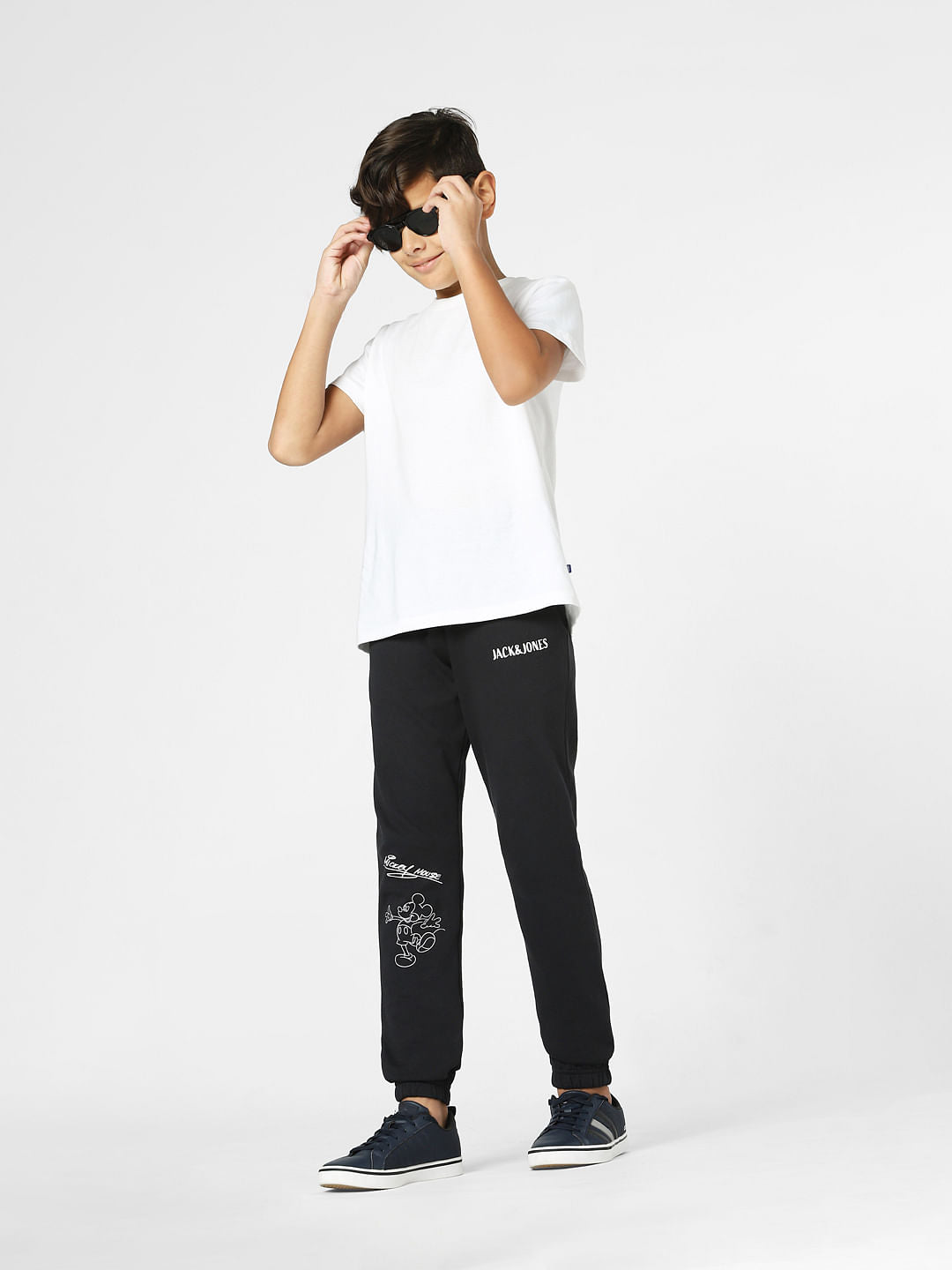 Boys x Mickey Black Mid Rise Printed Pants - 4/5Y