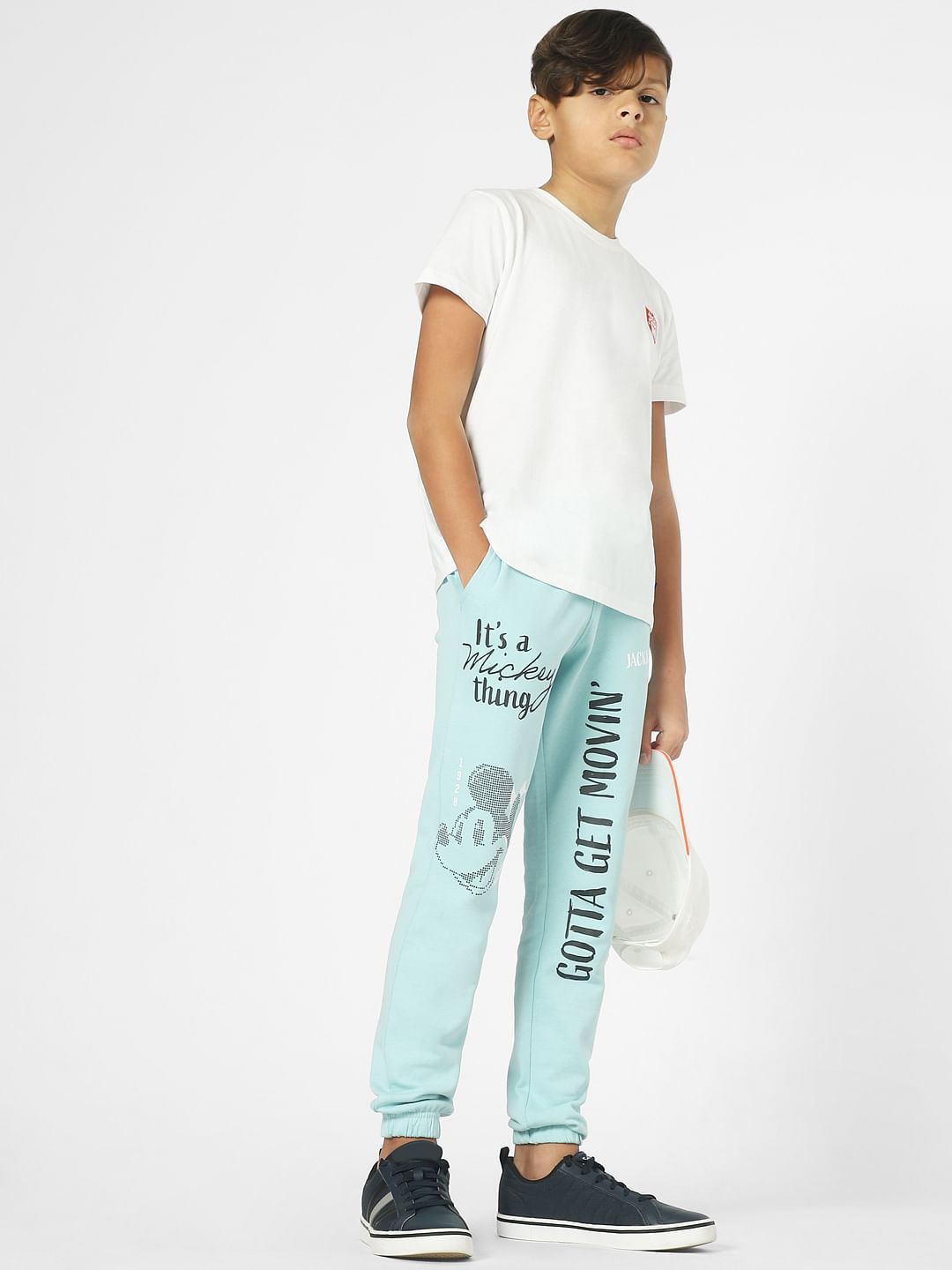 Boys x Mickey Blue Mid Rise Printed Pants - 4/5Y