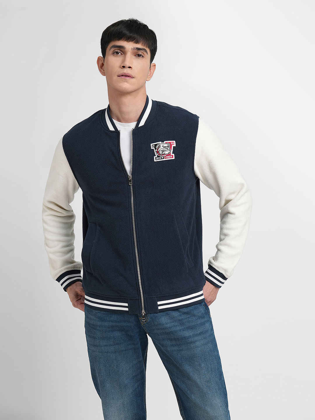 White Varsity Bomber Jacket