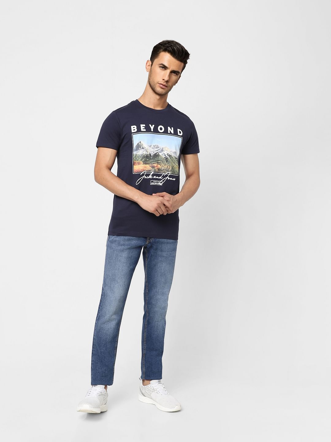 Blue Low Rise Washed Glenn Slim Jeans